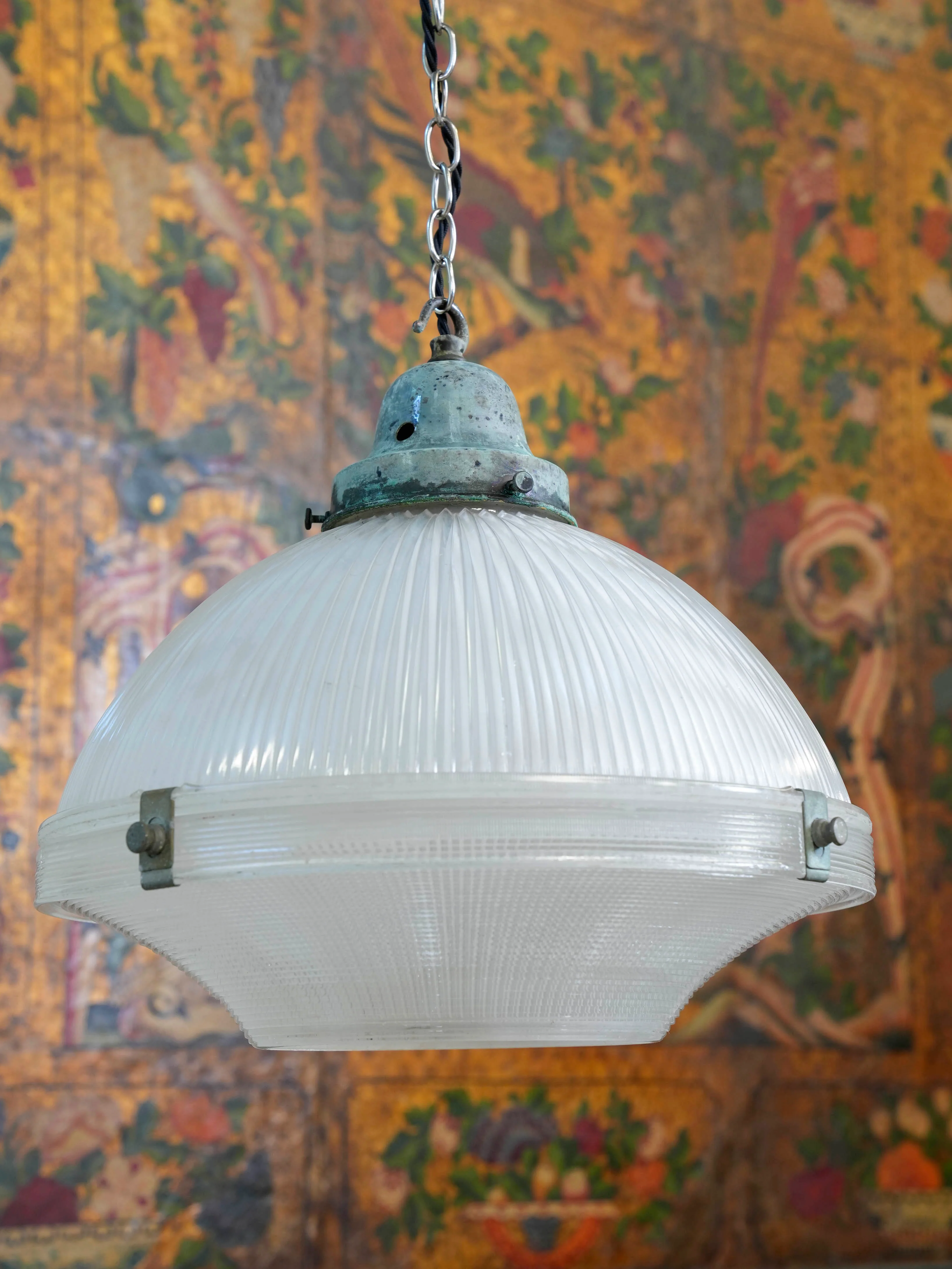 A Large Holophane Prismatic Glass Pendant Light - Image 3