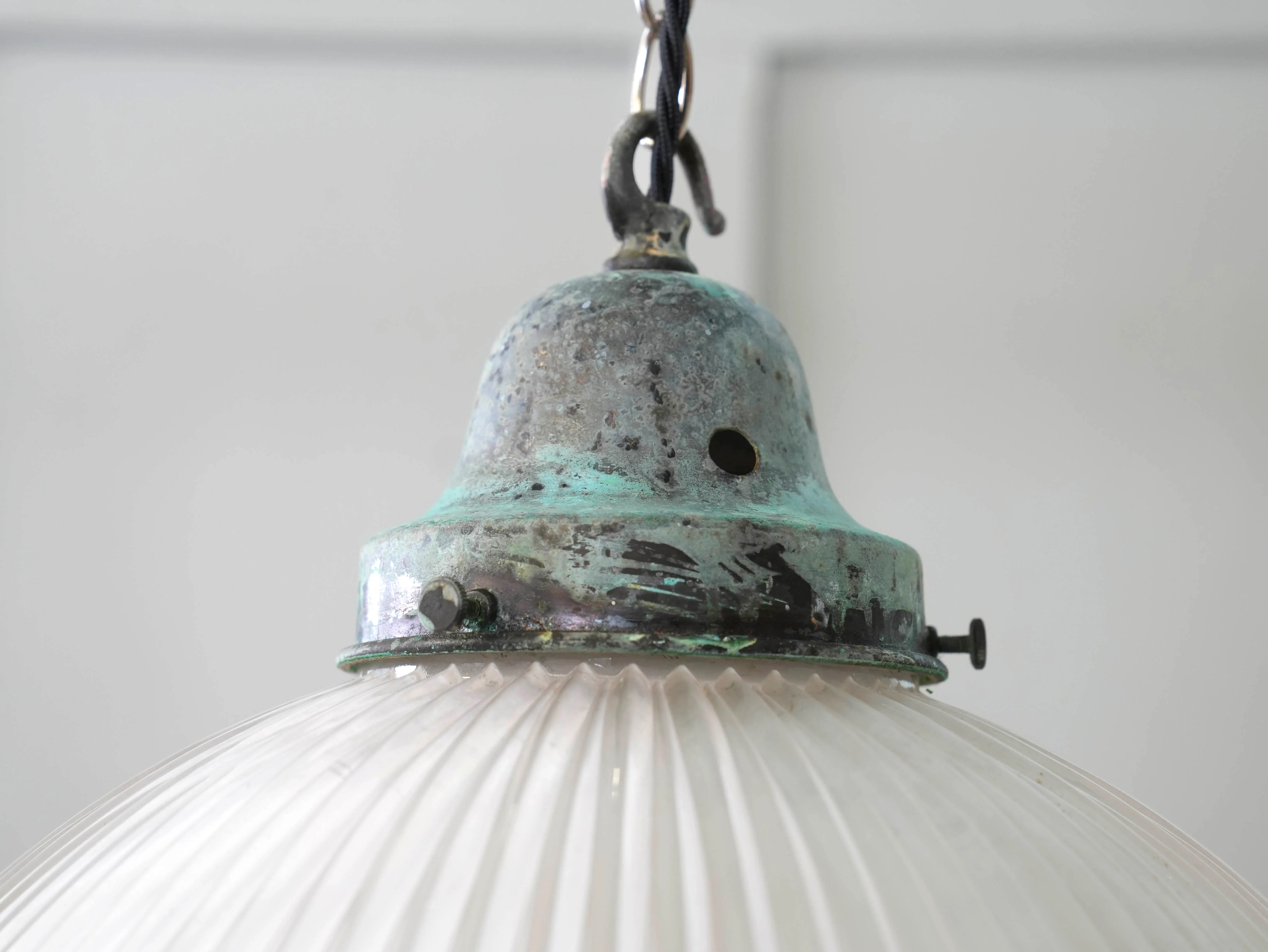A Large Holophane Prismatic Glass Pendant Light - Image 7