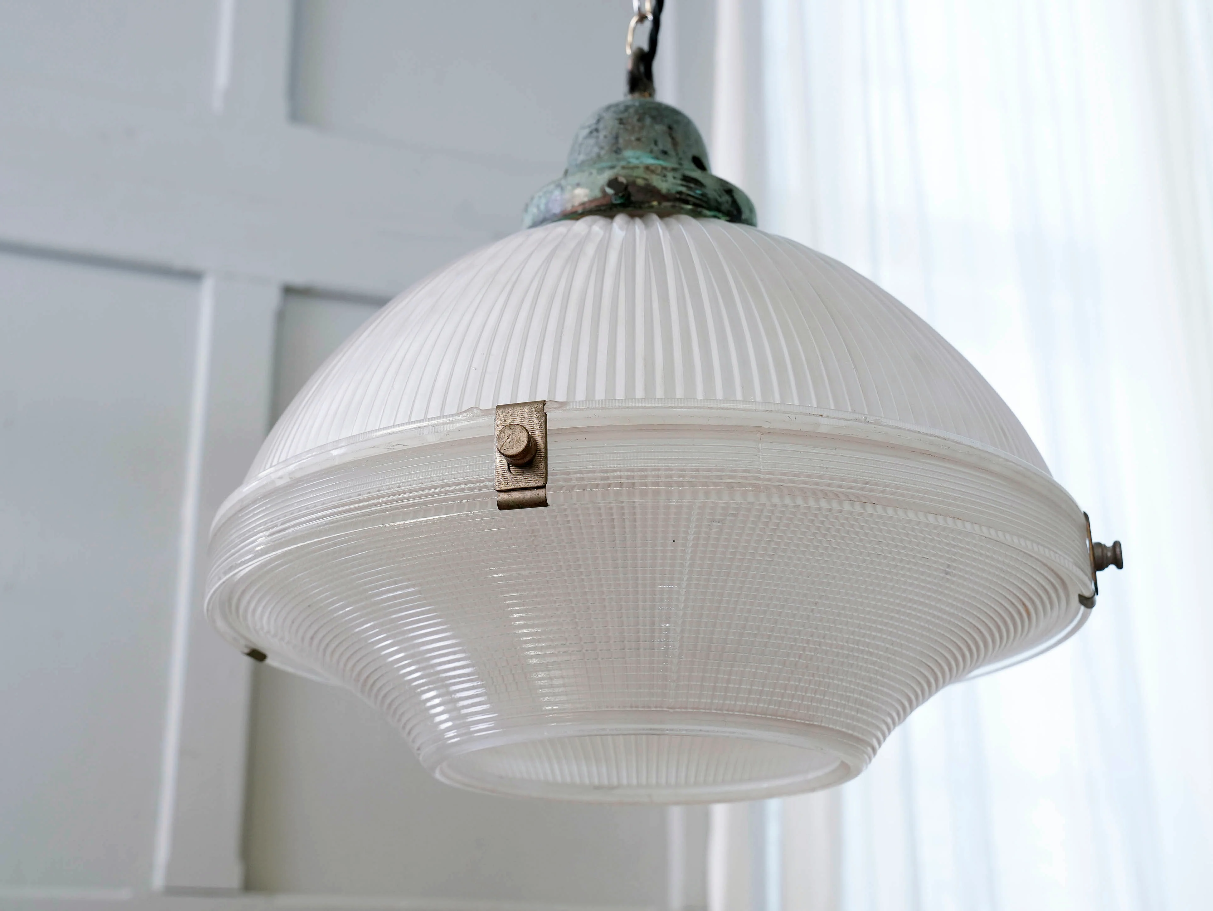 A Large Holophane Prismatic Glass Pendant Light - Image 9