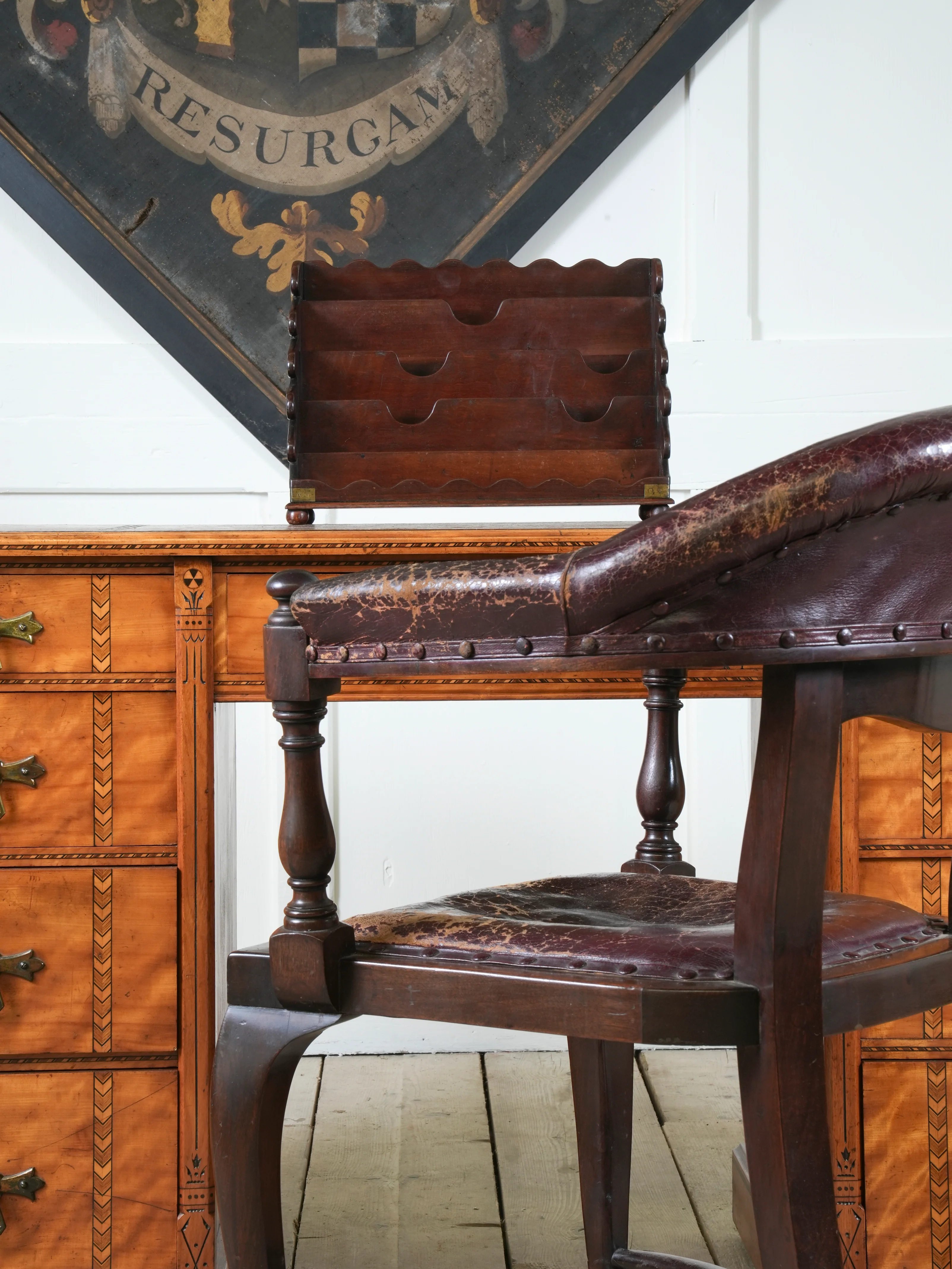 A Brass Bound Mahogany Campaign Desk Top Stationary Rack - Image 3