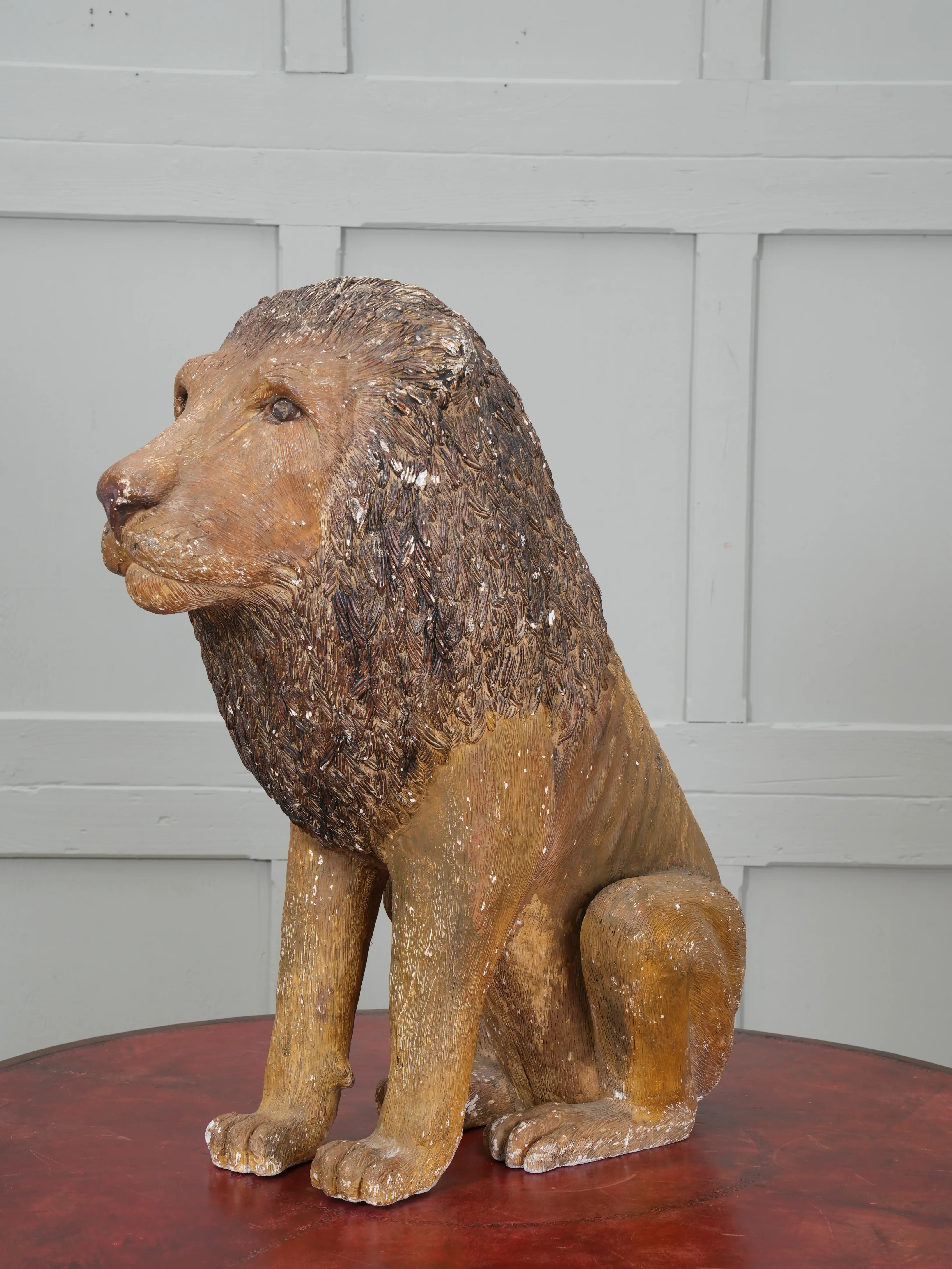 A Painted Plaster Seated Lion - Image 5