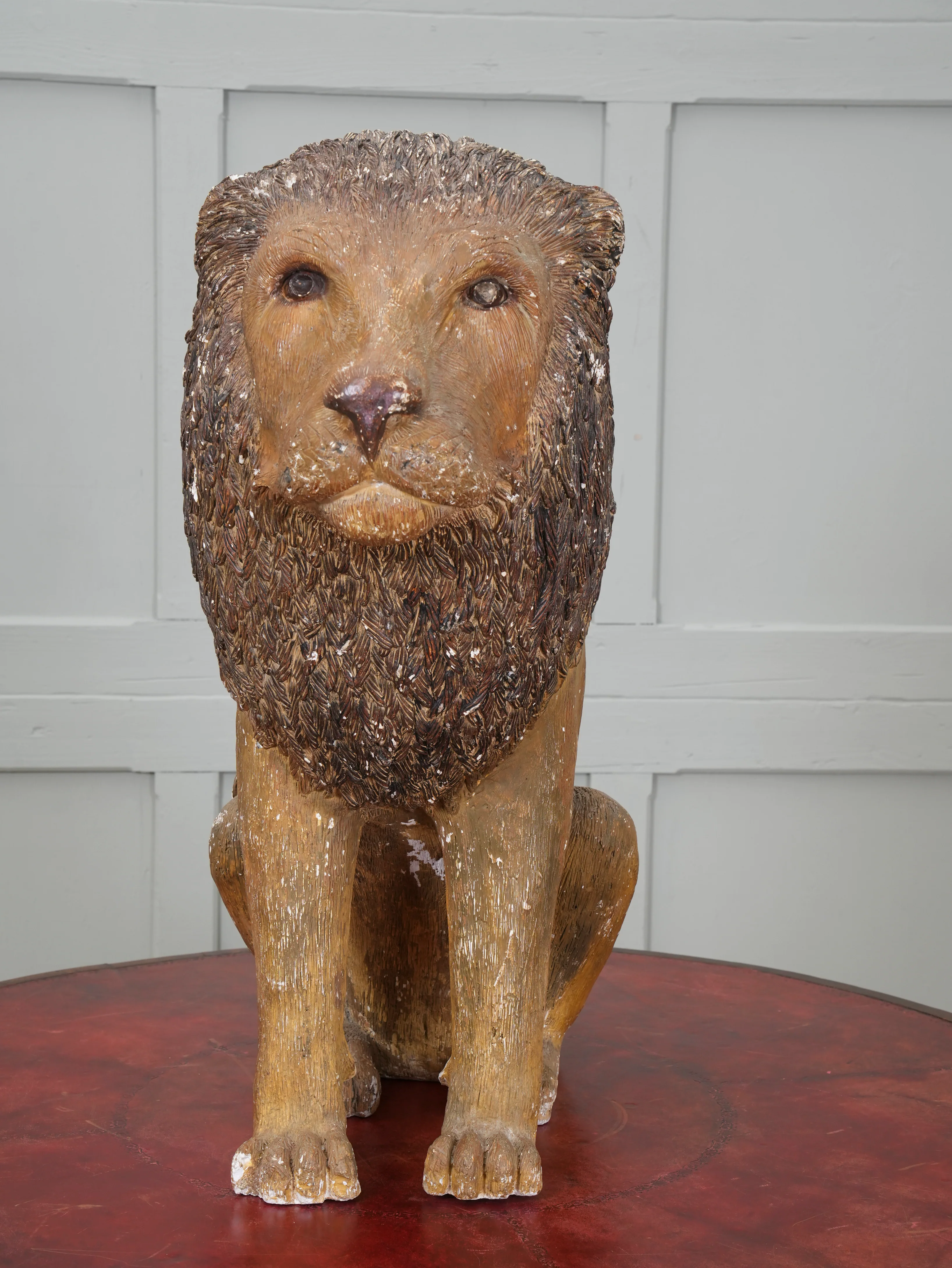 A Painted Plaster Seated Lion - Image 7