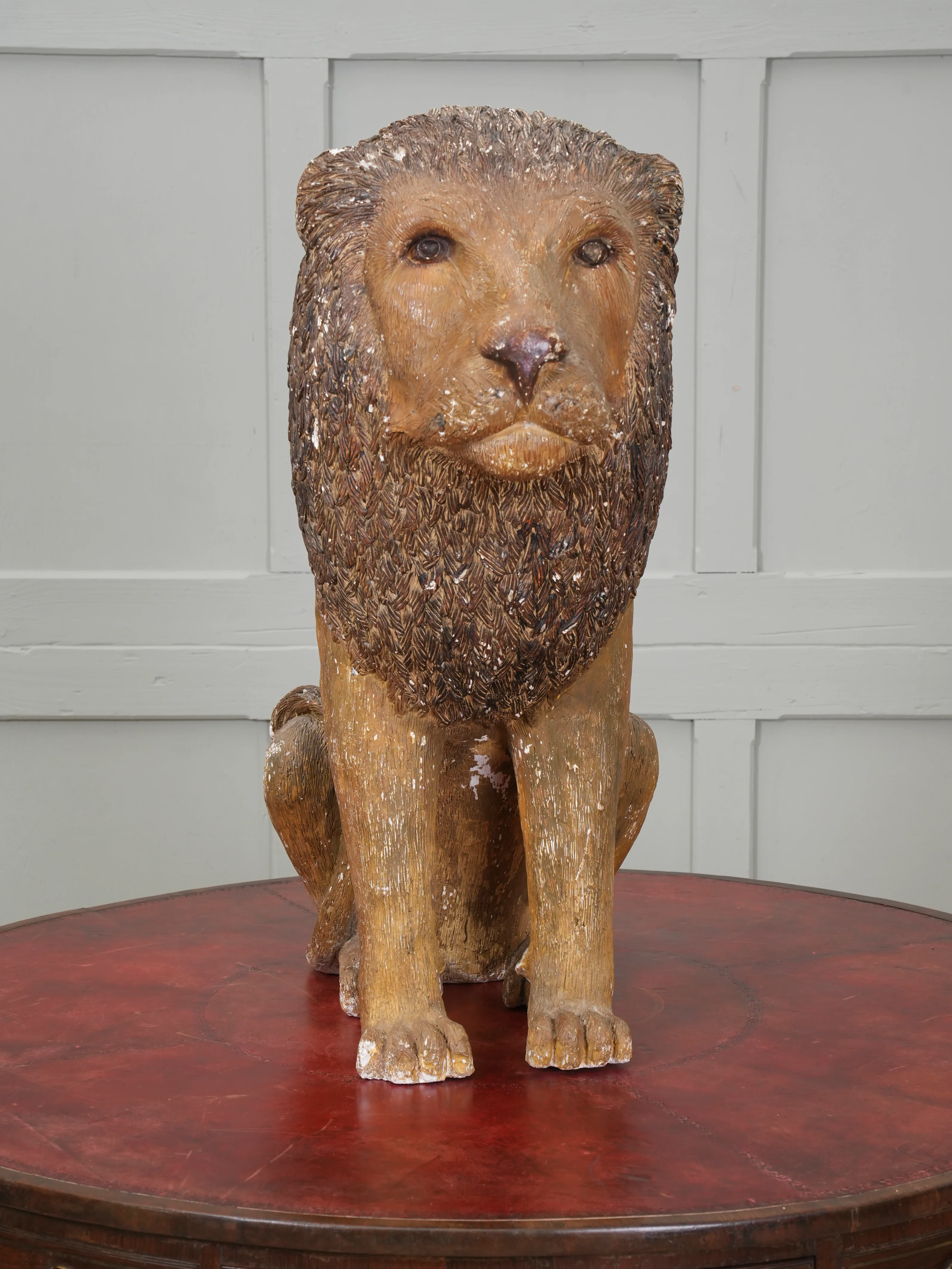 A Painted Plaster Seated Lion - Image 8