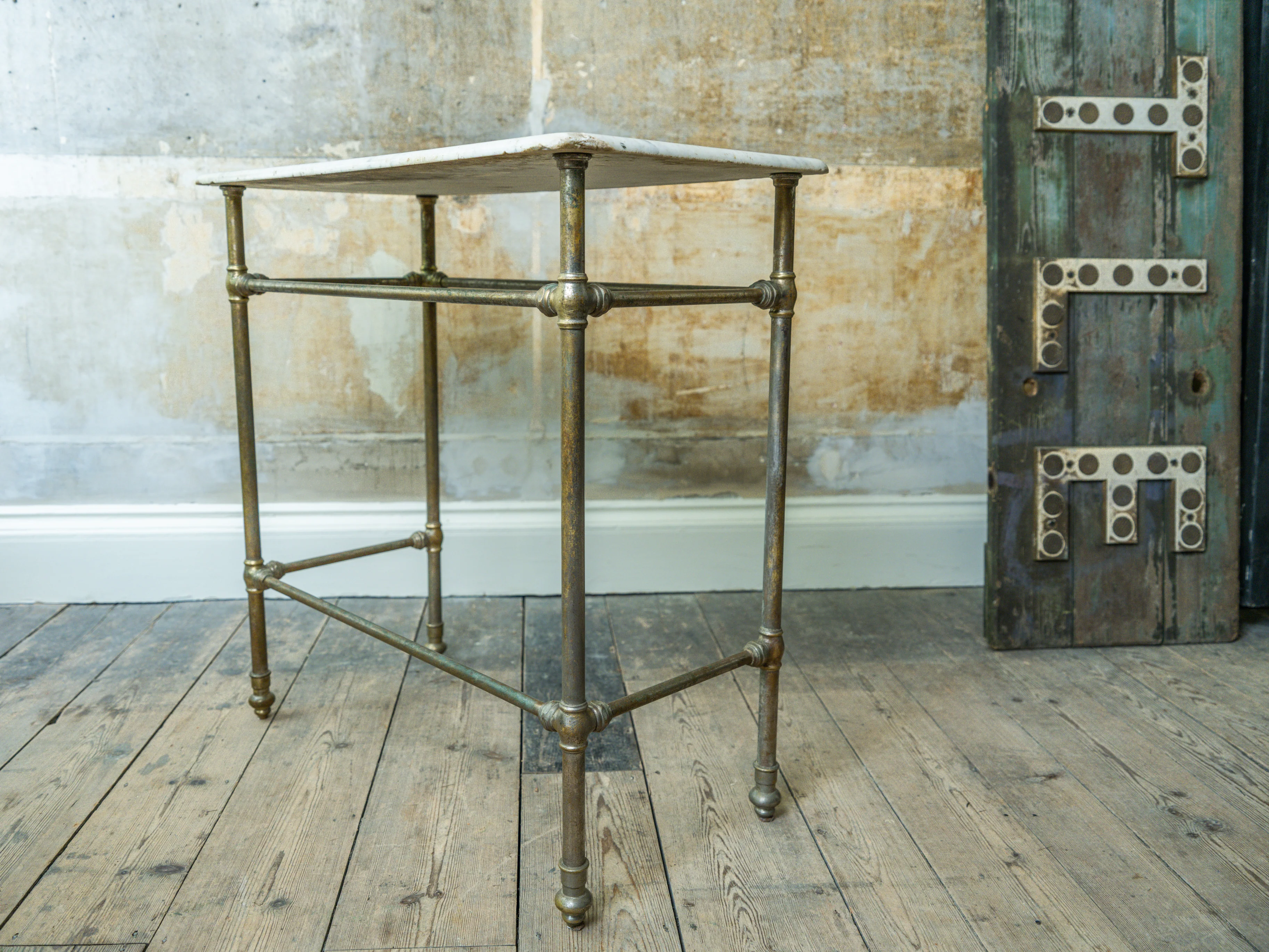 A Marble & Nickel Plated Brass Console Table - Image 2