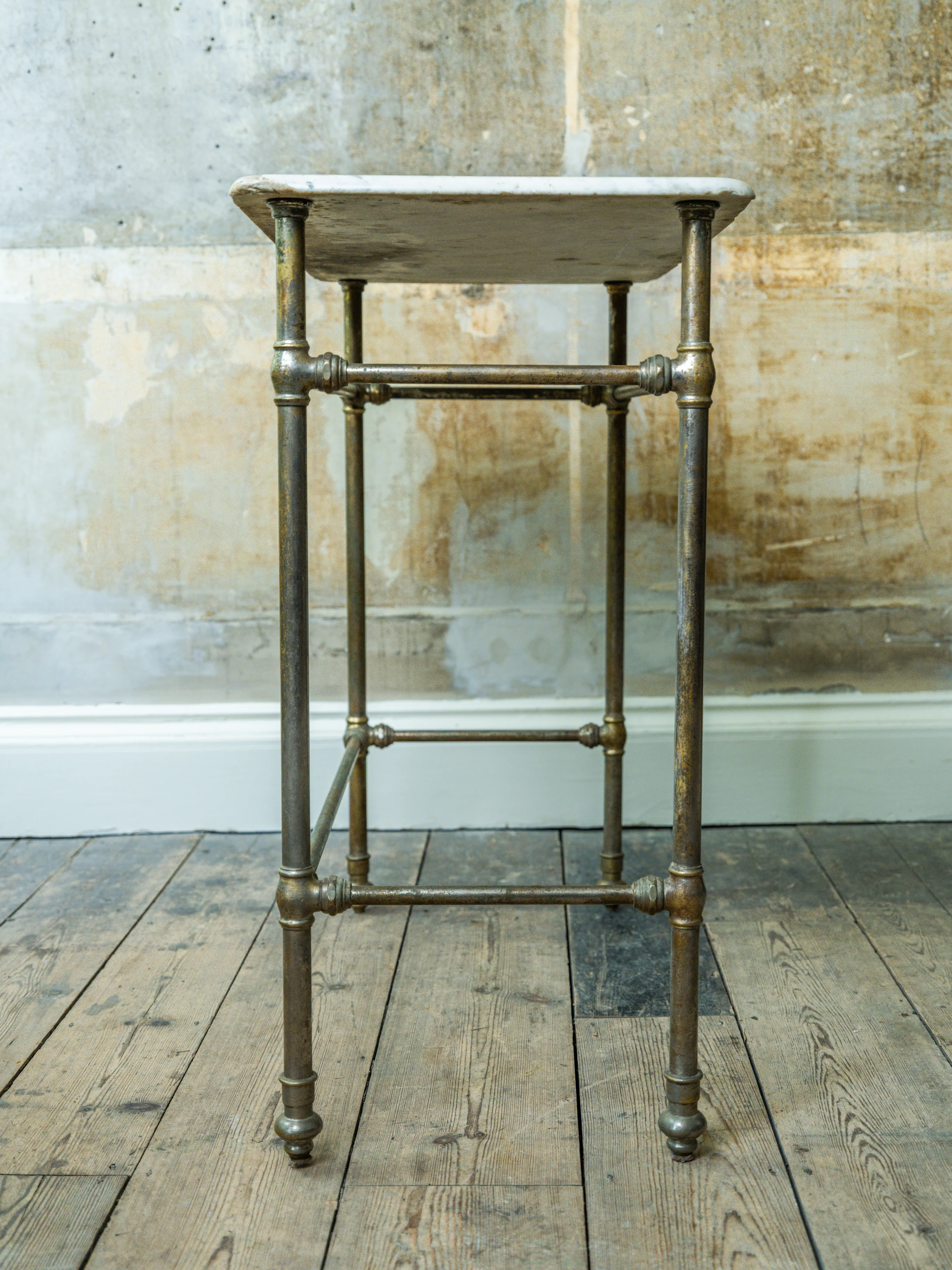A Marble & Nickel Plated Brass Console Table - Image 4