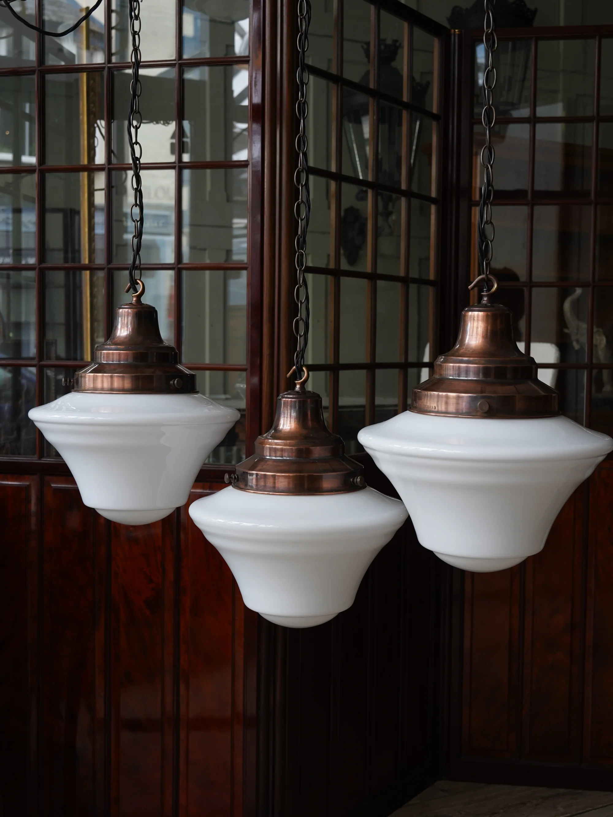 The Draughtsman Opaline Glass Pendant in Patinated Copper - Image 15