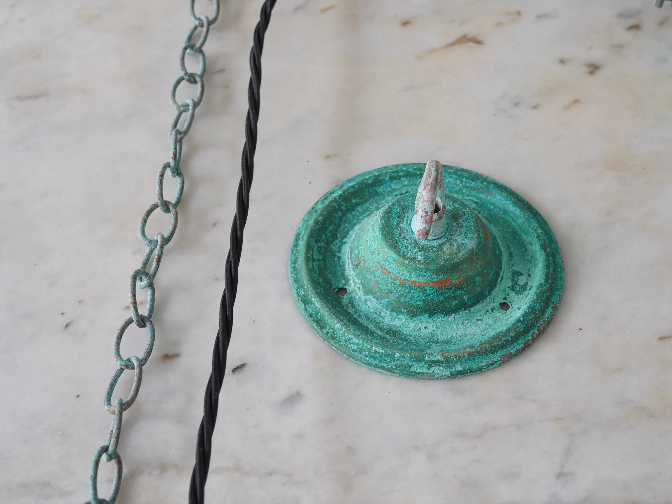 The Draughtsman Opaline Glass Pendant Light in Verdigris - Image 8