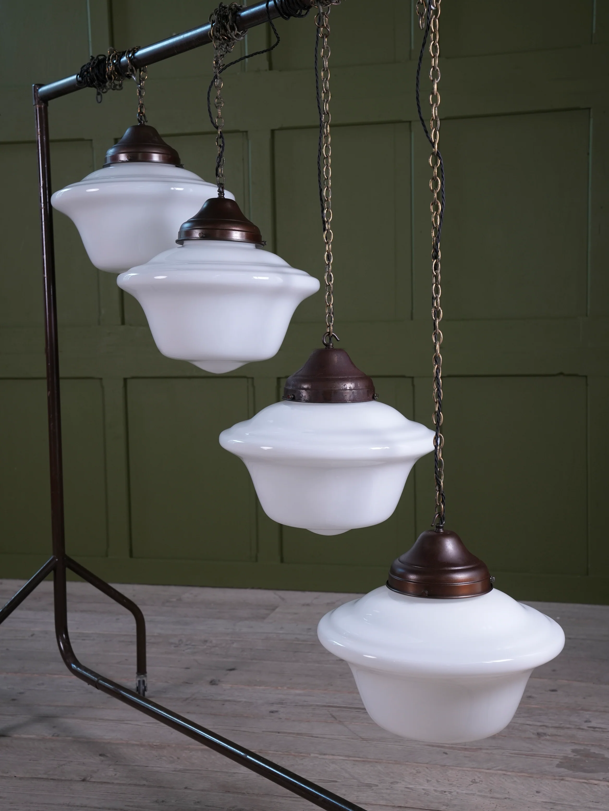 Four Large Opaline Pendant Lights - Image 3