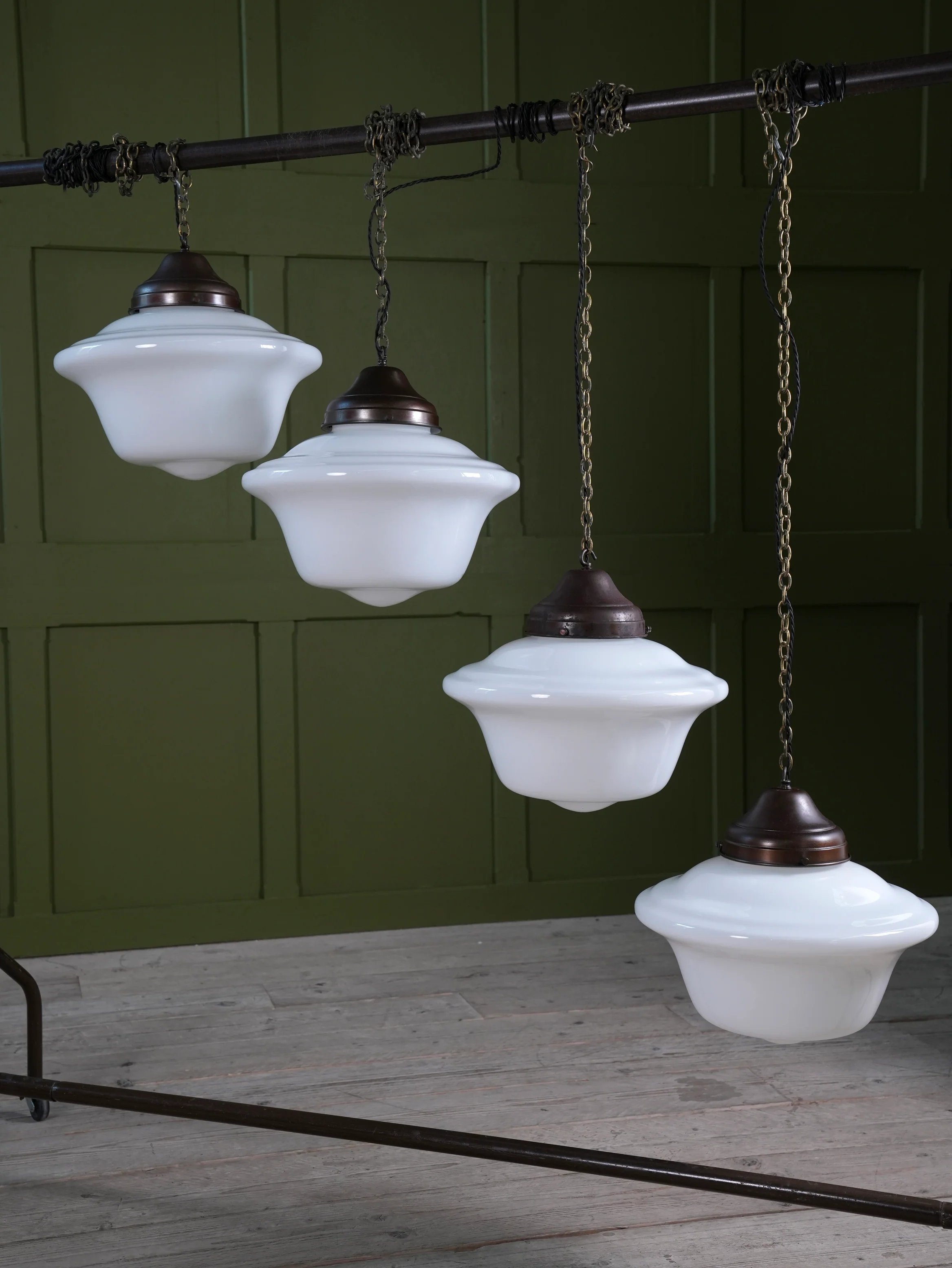 Four Large Opaline Pendant Lights - Image 4