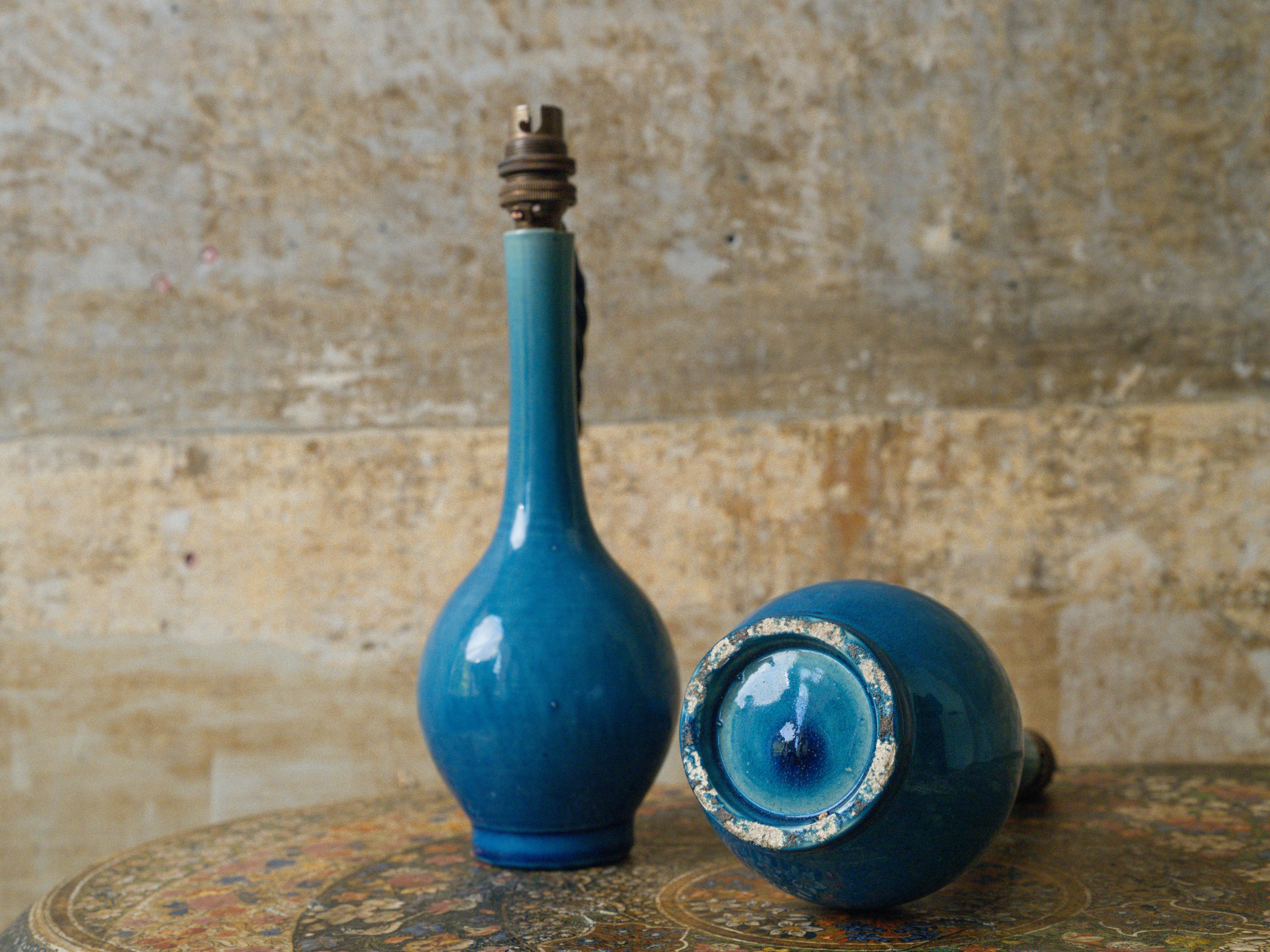 A Pair of Blue Bottle Vase lamps - Image 7