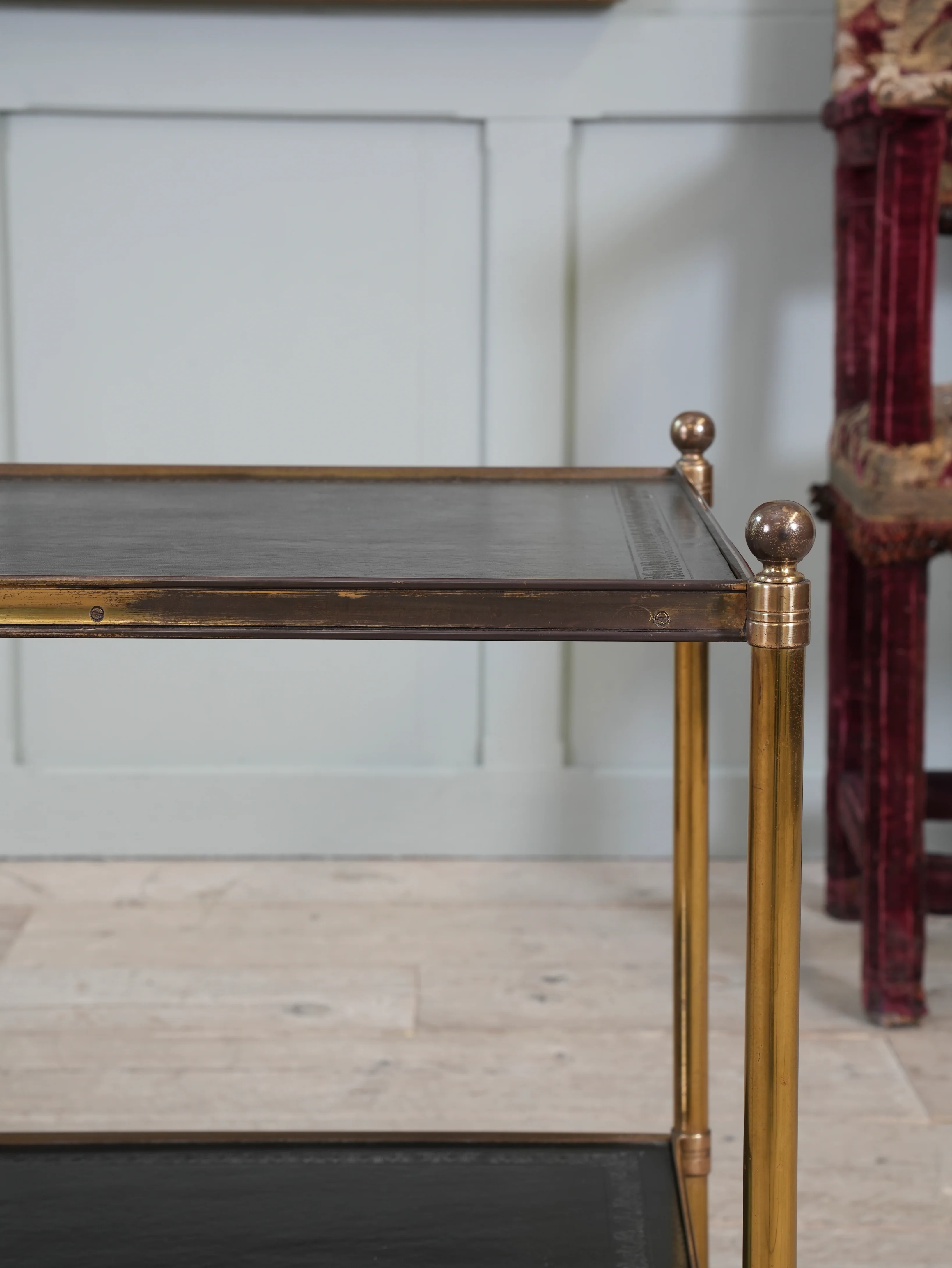 A Pair of Brass and Leather Side Tables - Image 12