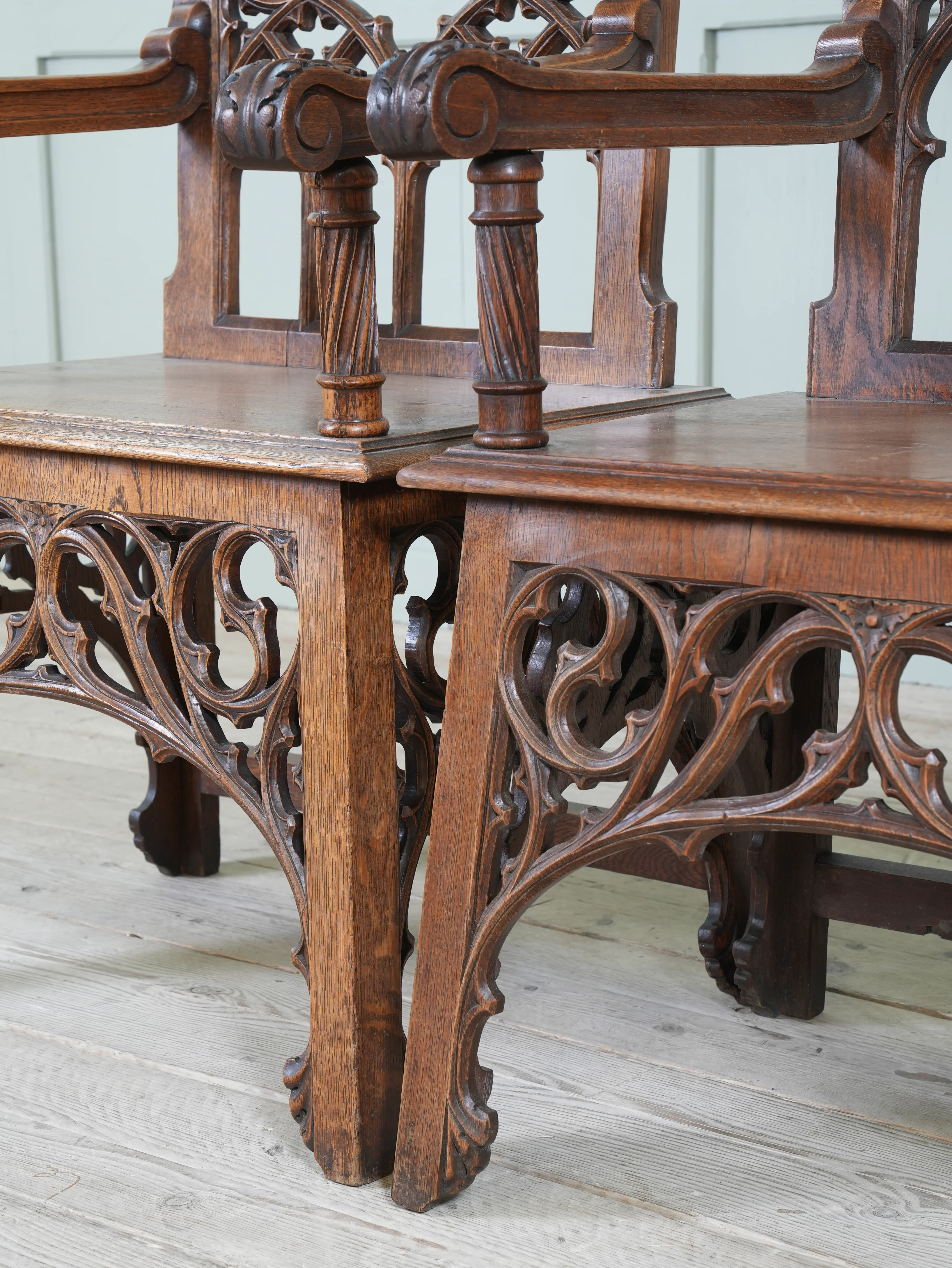 A Pair of 19th Century Oak Gothic Revival Armchairs - Image 13