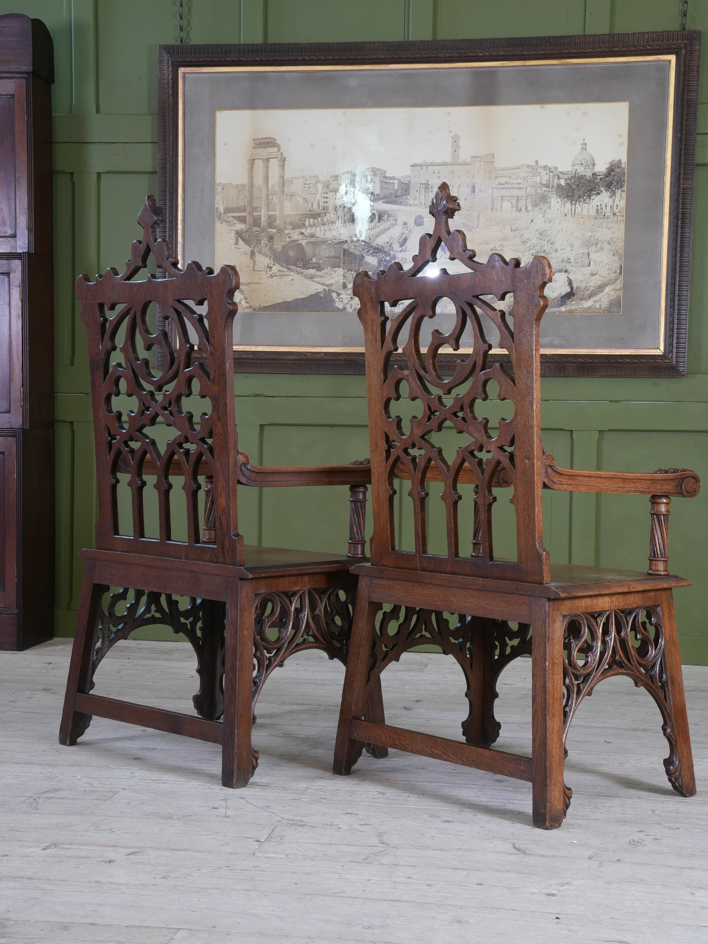 A Pair of 19th Century Oak Gothic Revival Armchairs - Image 5