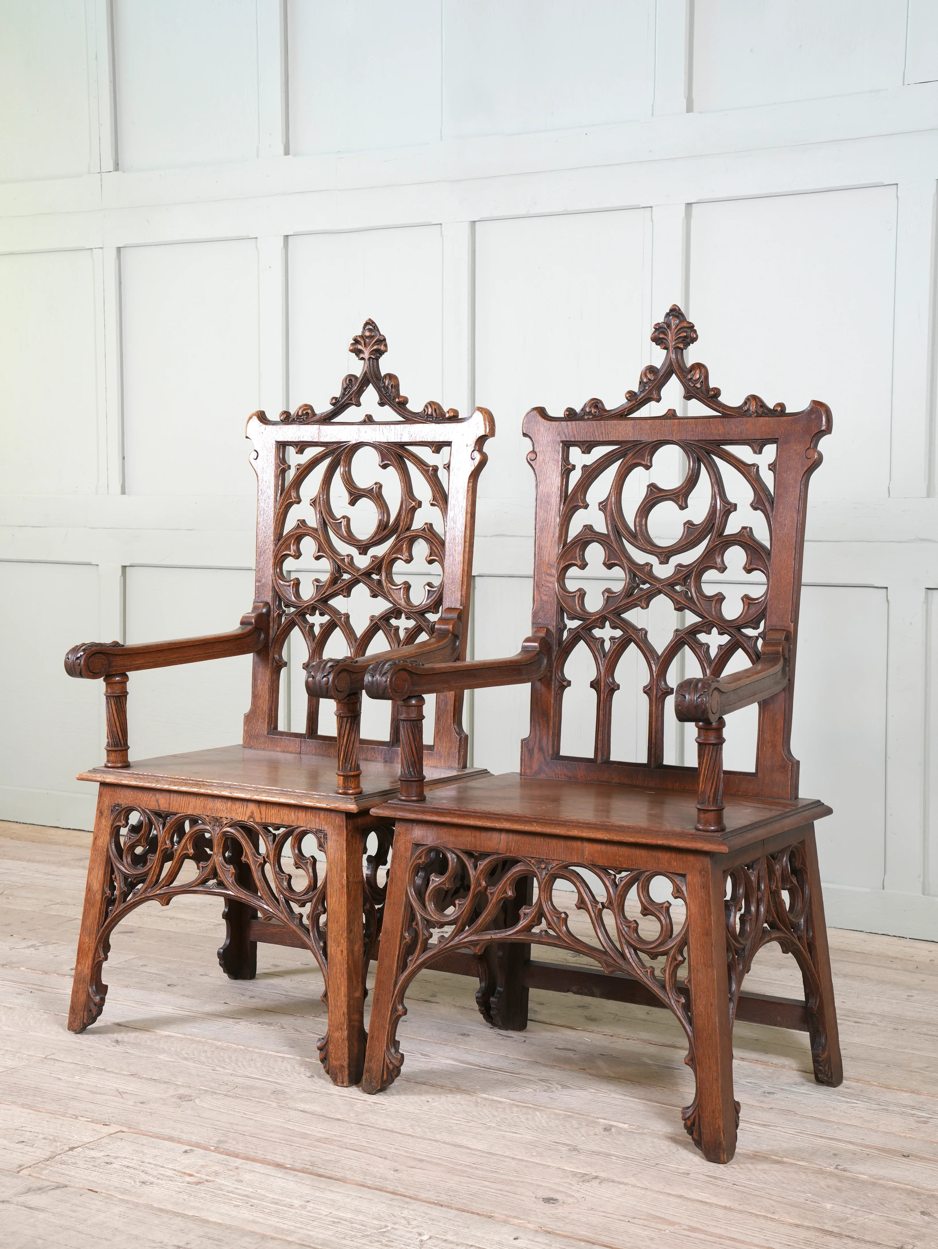 A Pair of 19th Century Oak Gothic Revival Armchairs - Image 7