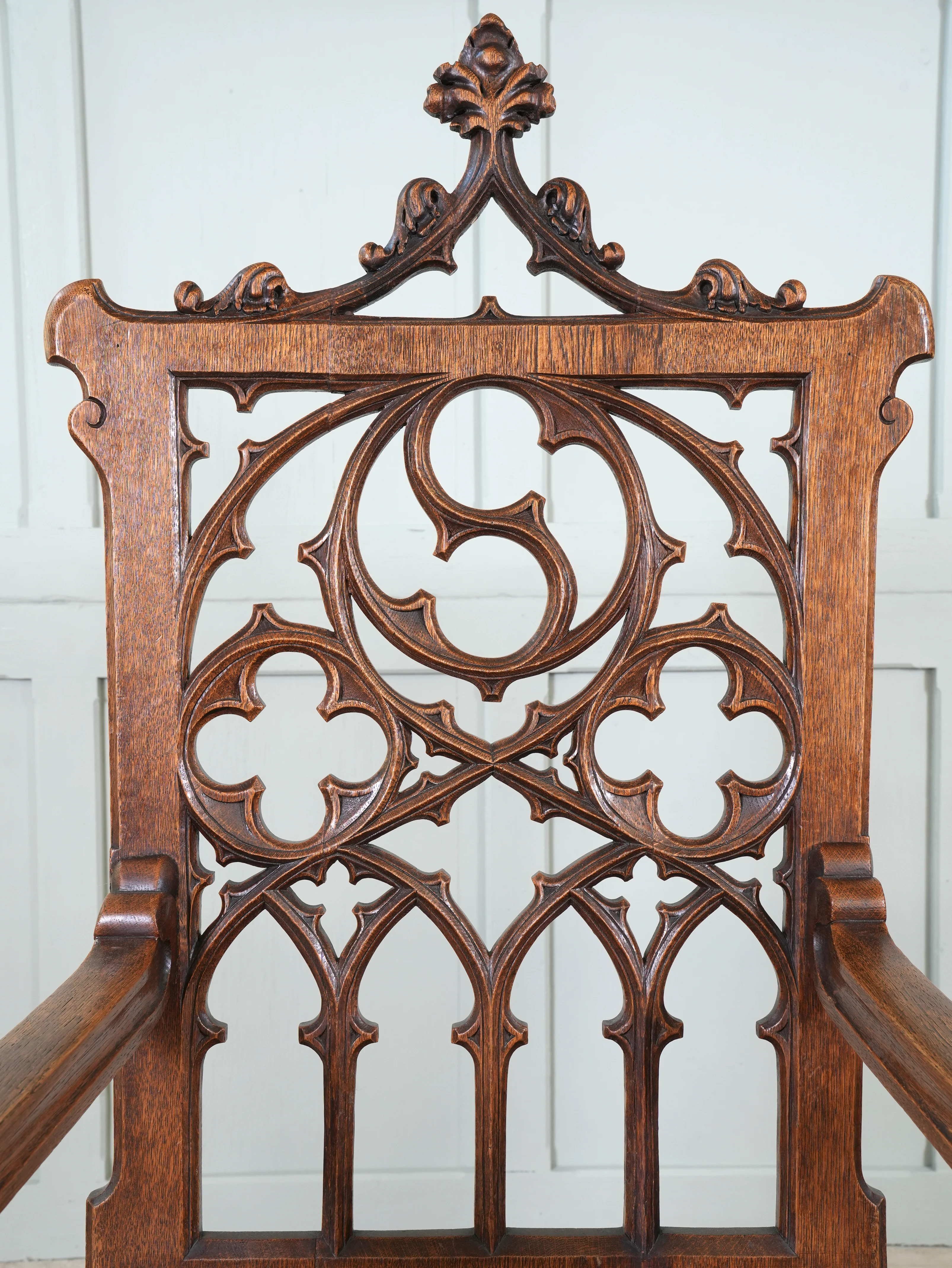 A Pair of 19th Century Oak Gothic Revival Armchairs - Image 9