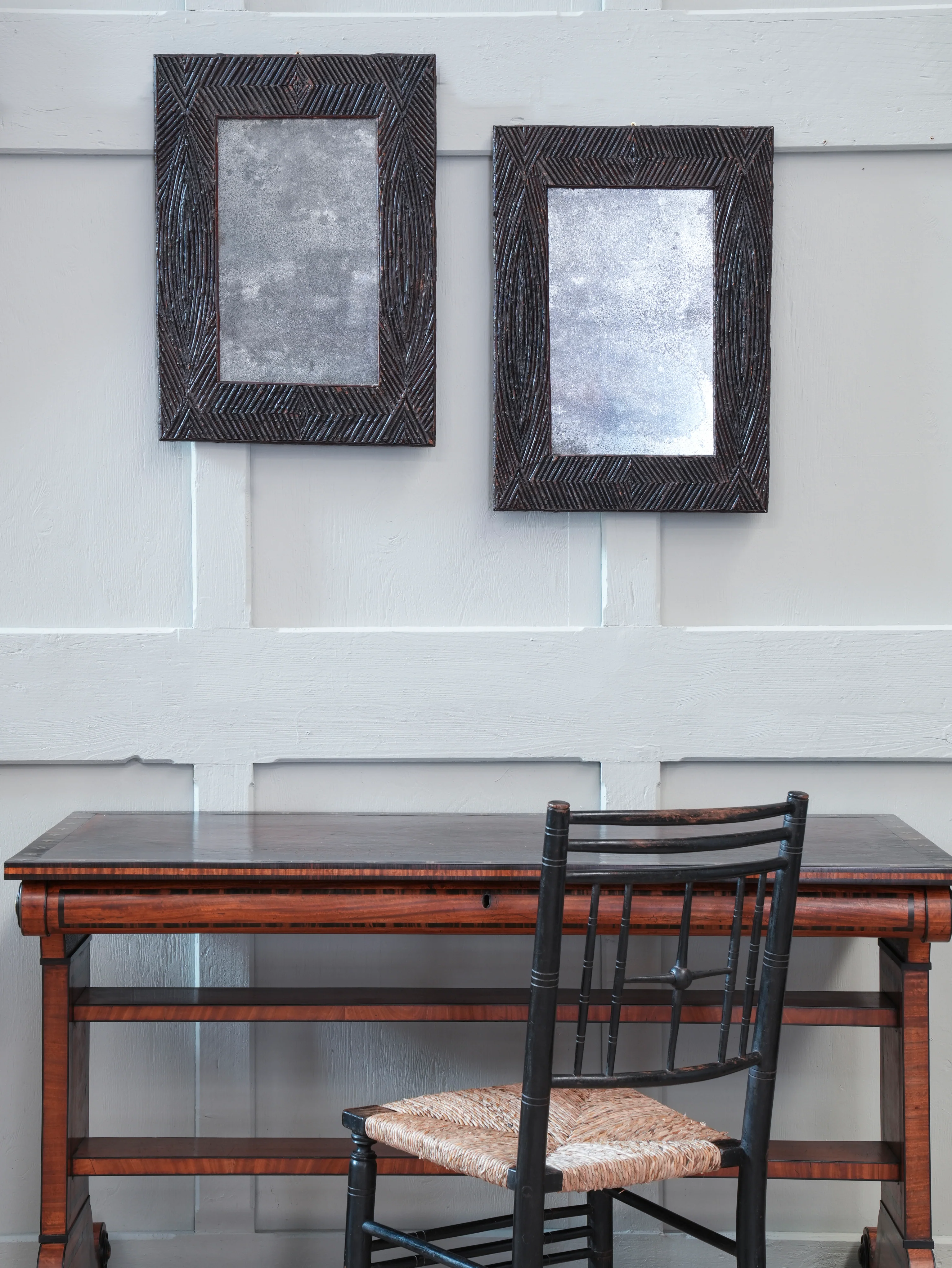 A Pair of Art Populaire Twig Work Mirrors - Image 2