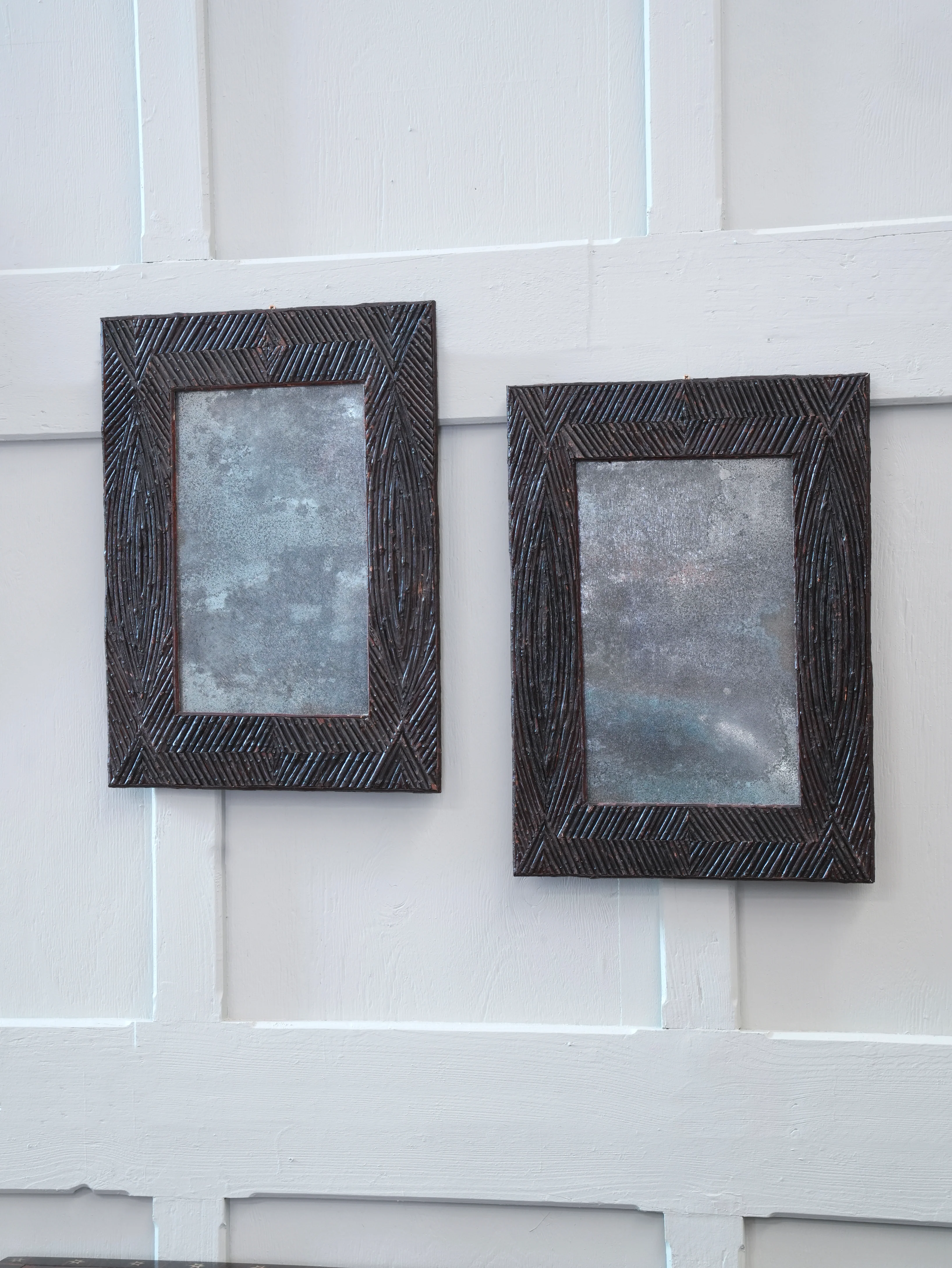A Pair of Art Populaire Twig Work Mirrors - Image 6