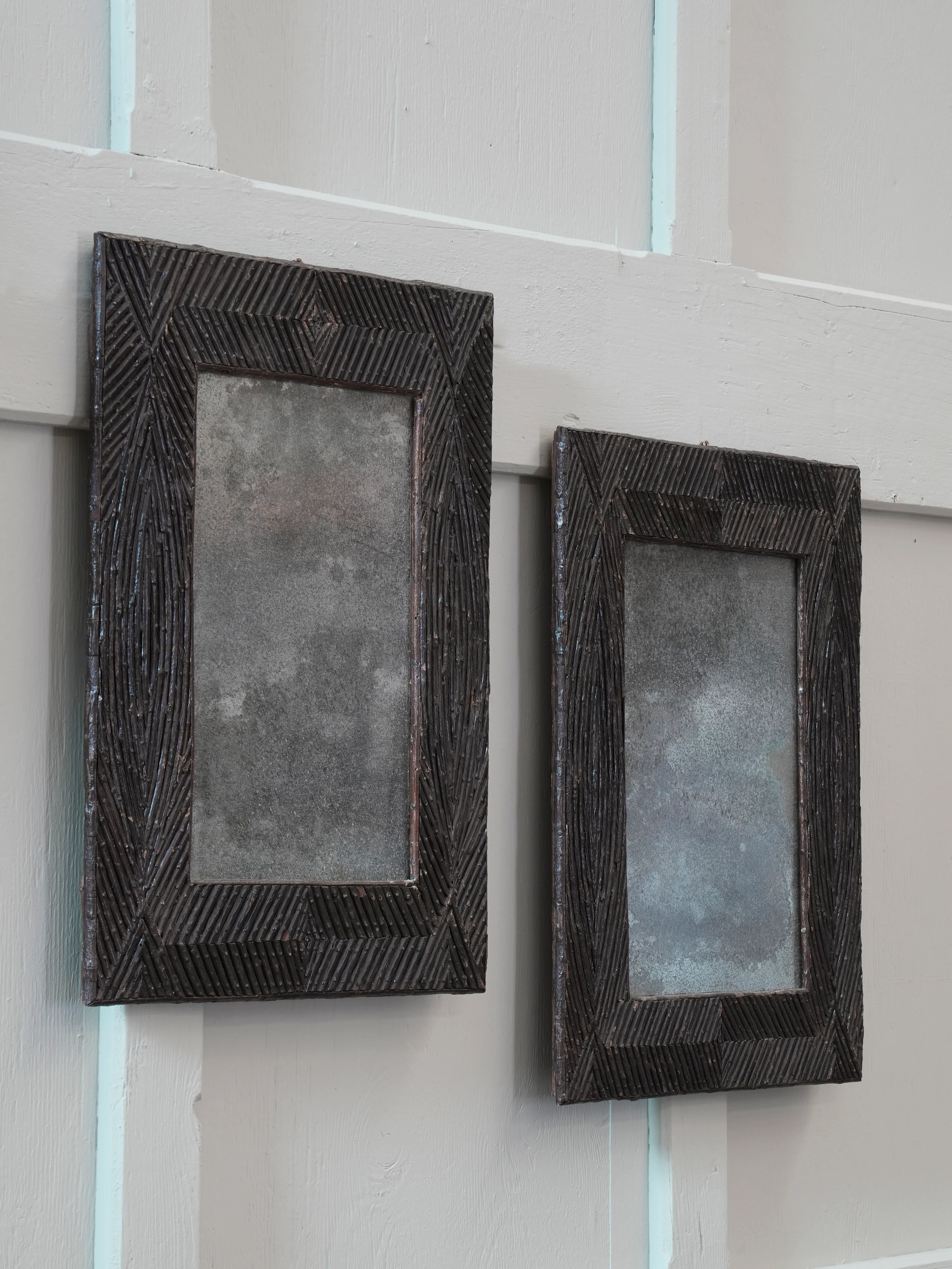 A Pair of Art Populaire Twig Work Mirrors - Image 9