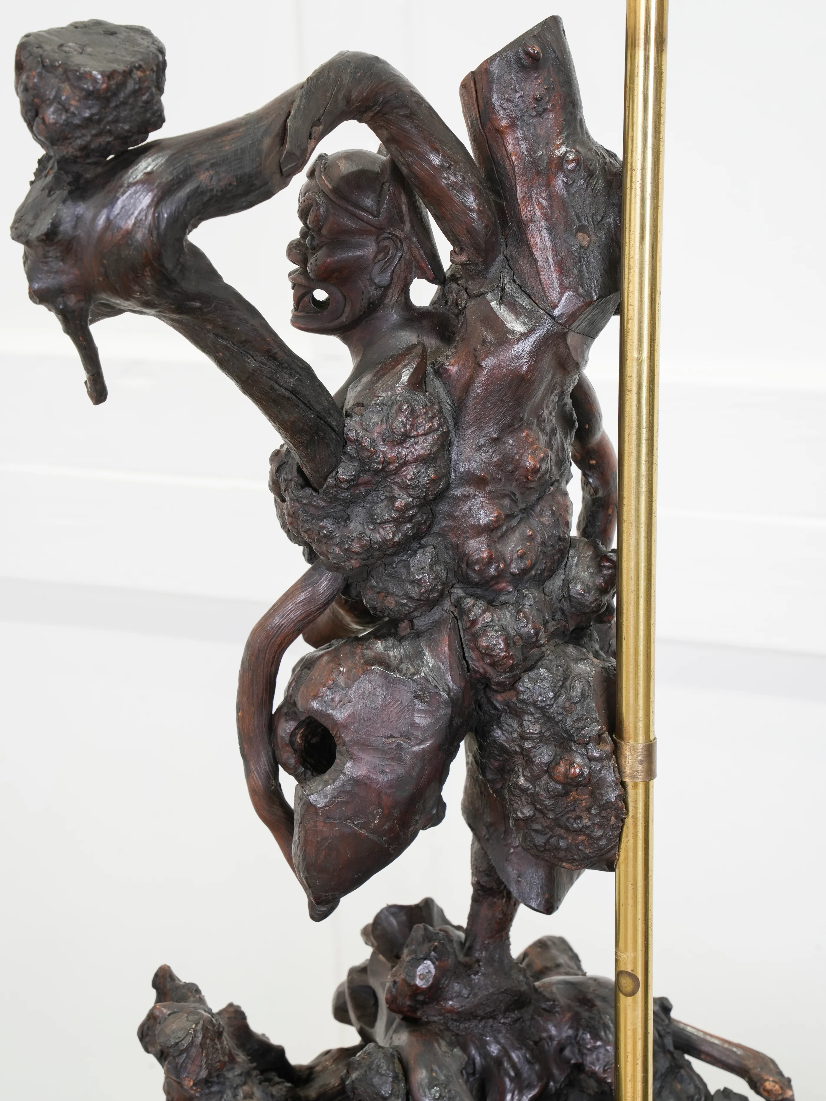 A Pair of Carved Chinese Vine Root Table Lamps - Image 10