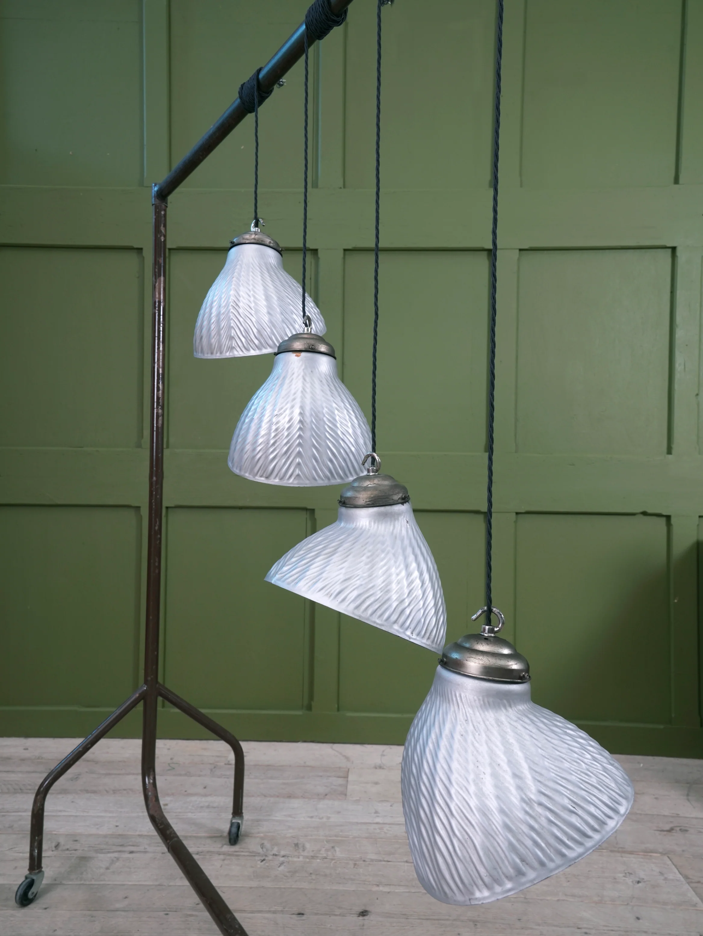 1930s Silvered Glass Parabolic Pendant Light - Image 2