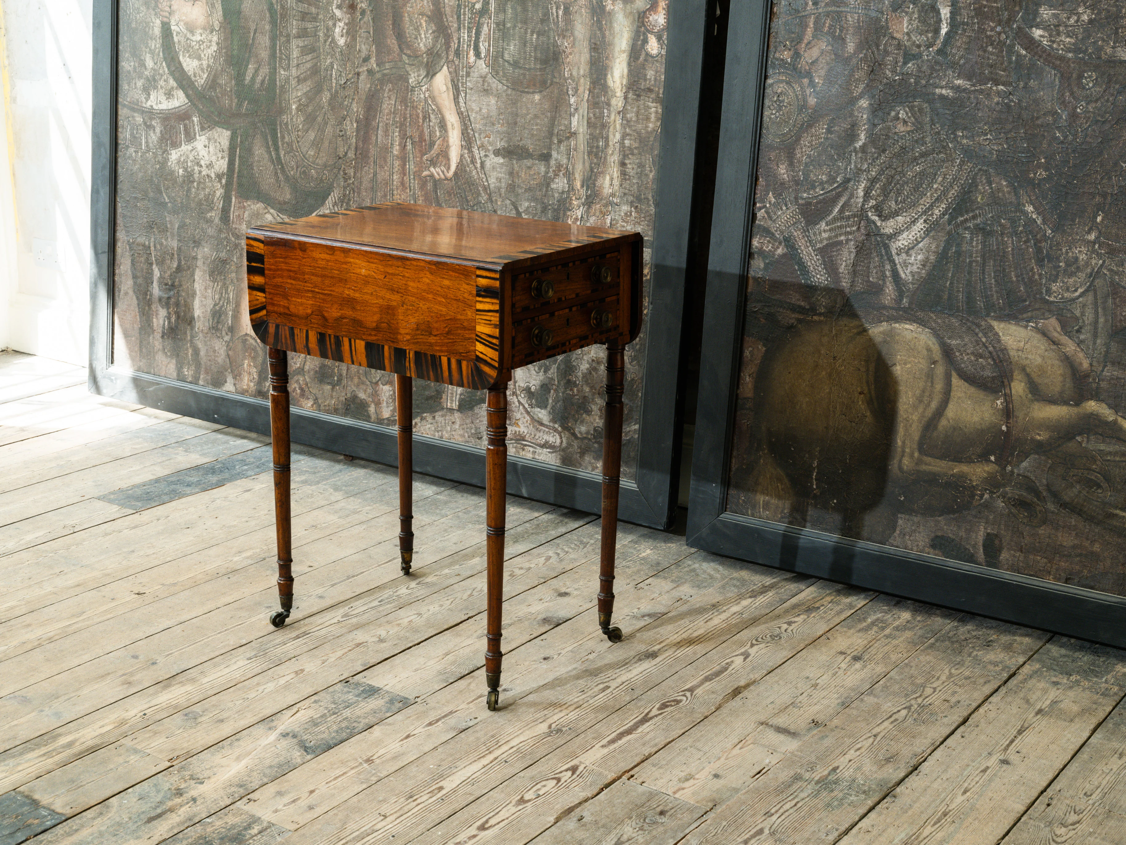 George III Zebra Wood & Mahogany Pembroke Table - Image 2