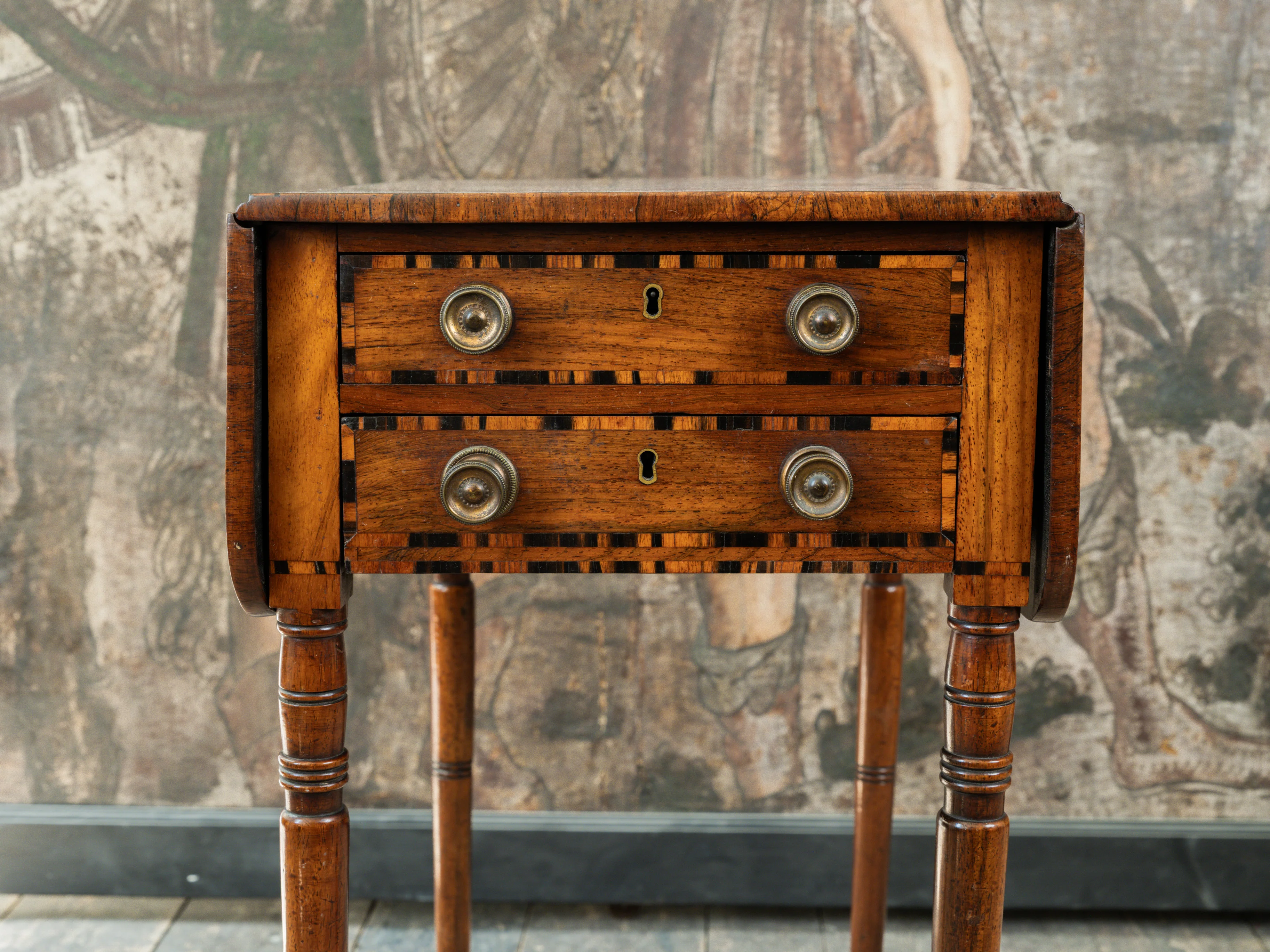George III Zebra Wood & Mahogany Pembroke Table - Image 5