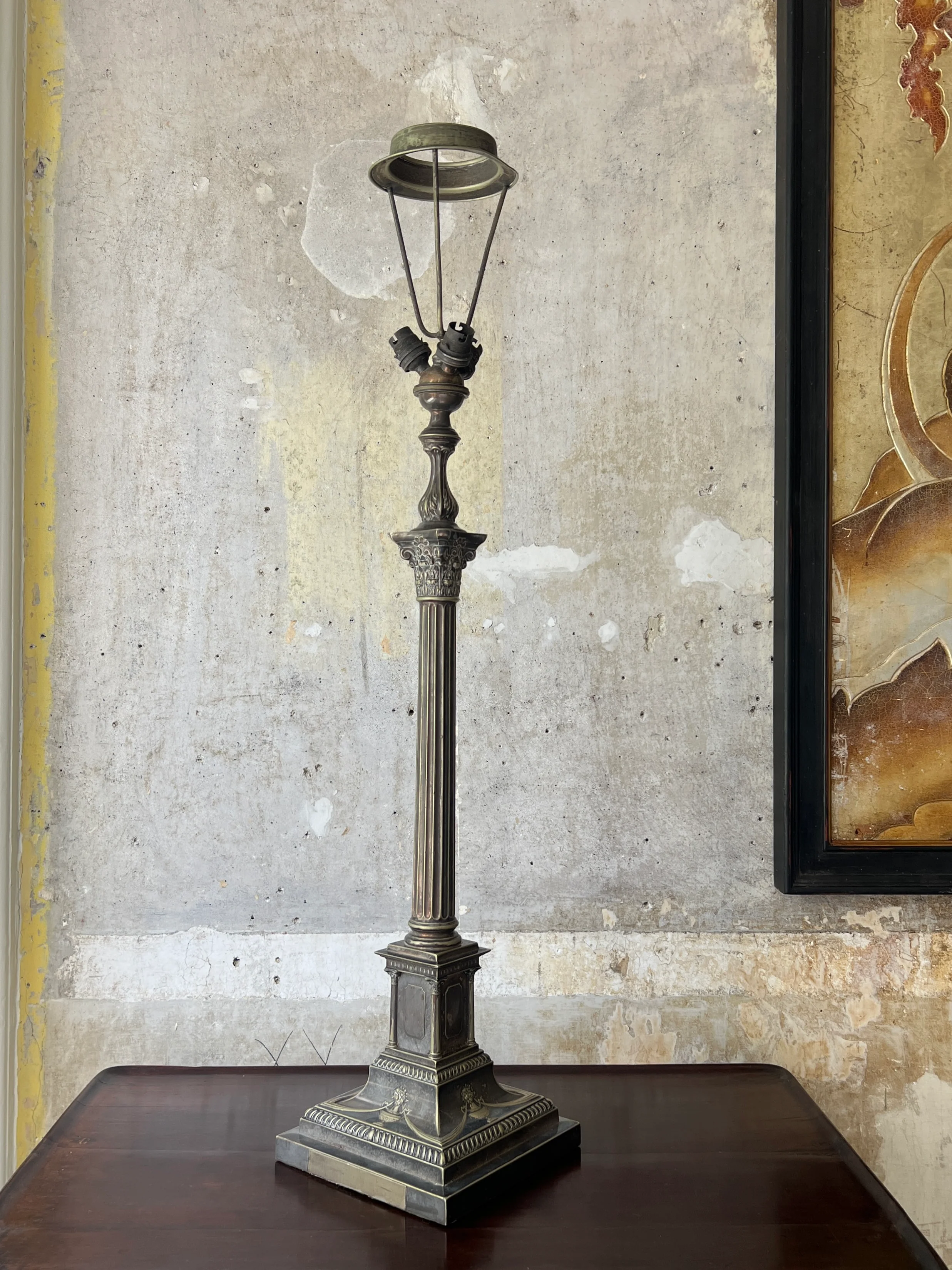 A Silver Plated Column Lamp - Image 3