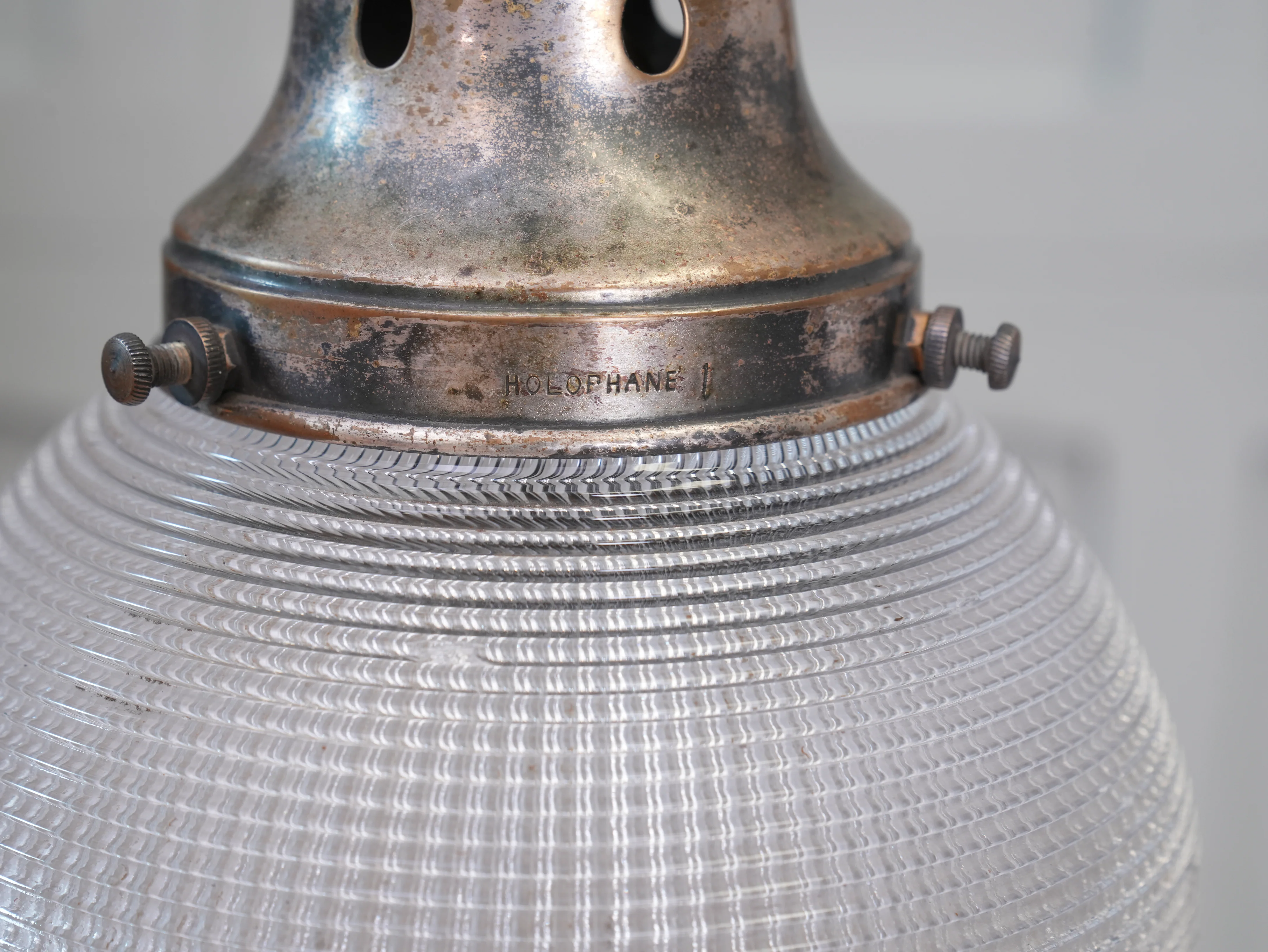 A Single Holophane Globe Pendant Light - Image 4