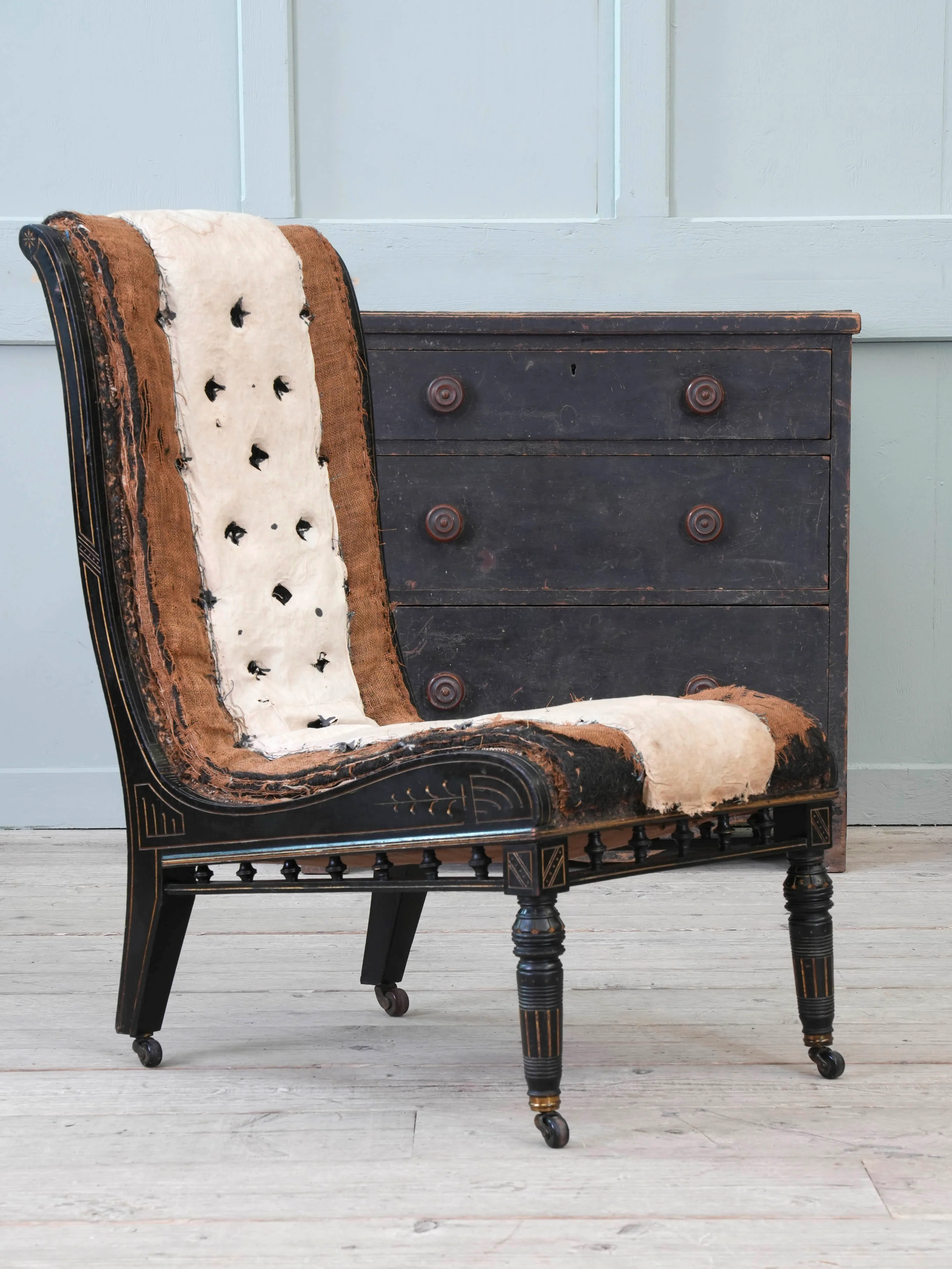 An Ebonised Aesthetic Movement Upholstered Chair - Image 2