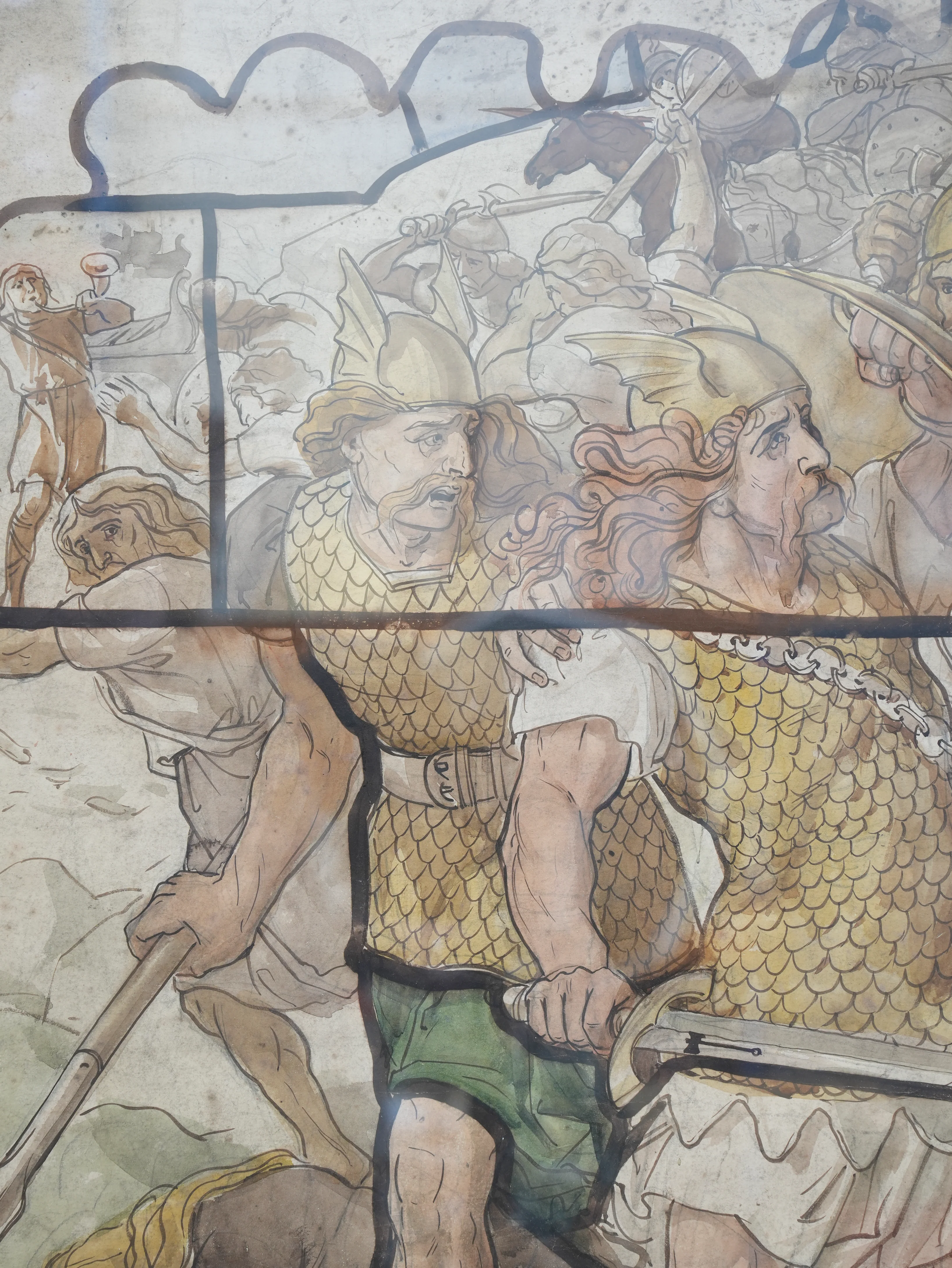 A Pair of 19th Century Stained Glass Watercolour Cartoons - Image 8