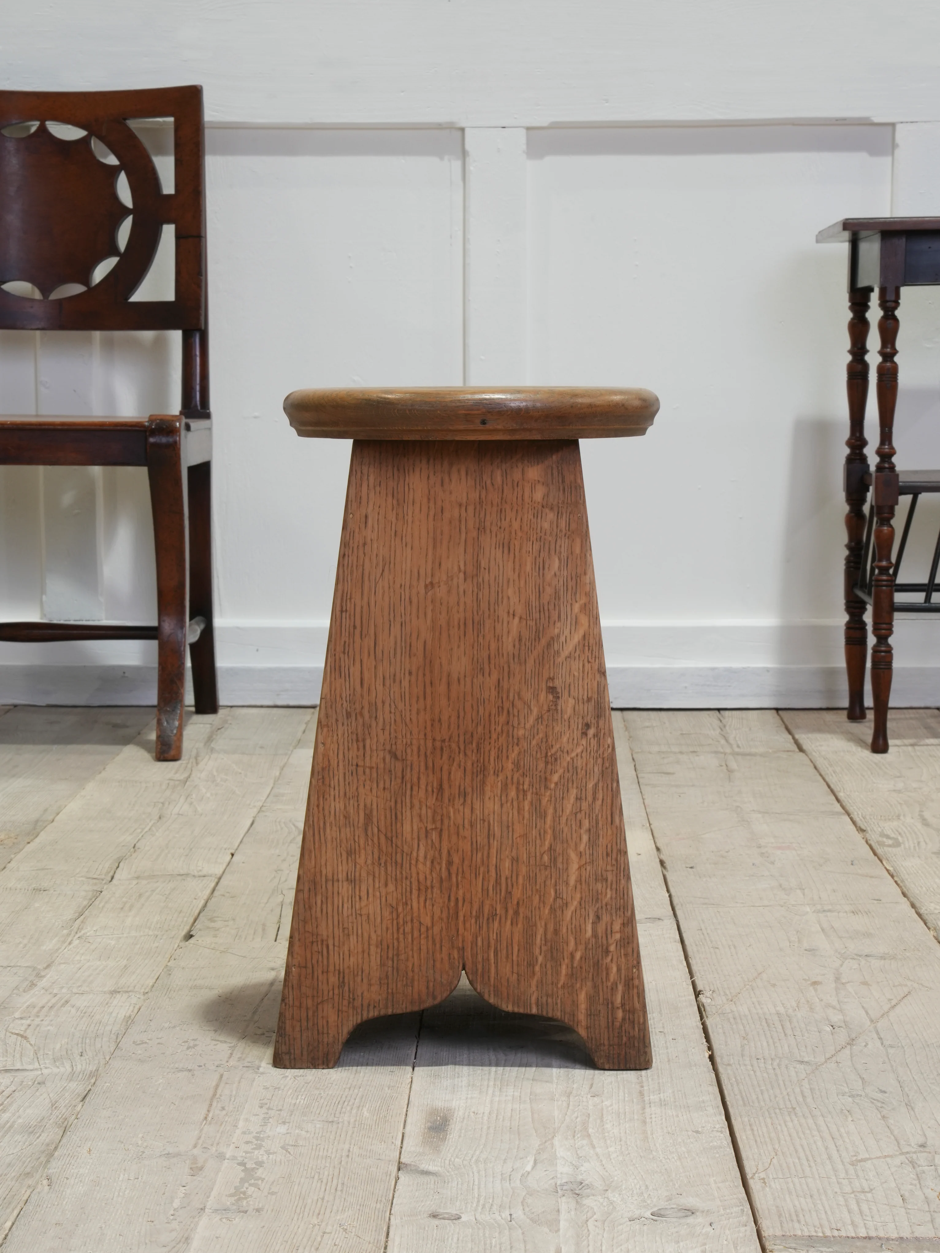 An Oak Splayed Leg Stool - Image 5