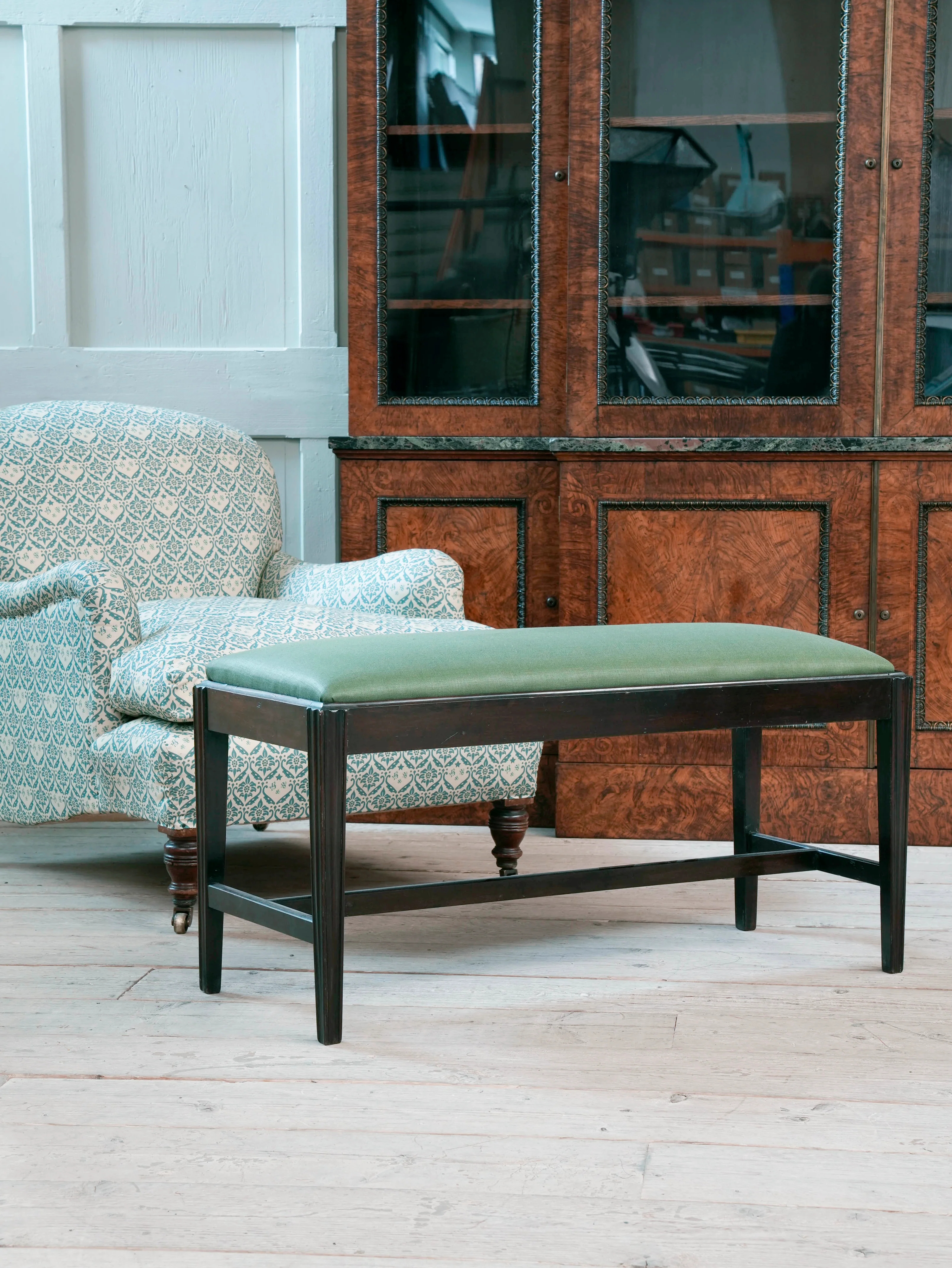 Two George III Upholstered Mahogany Stools - Image 11
