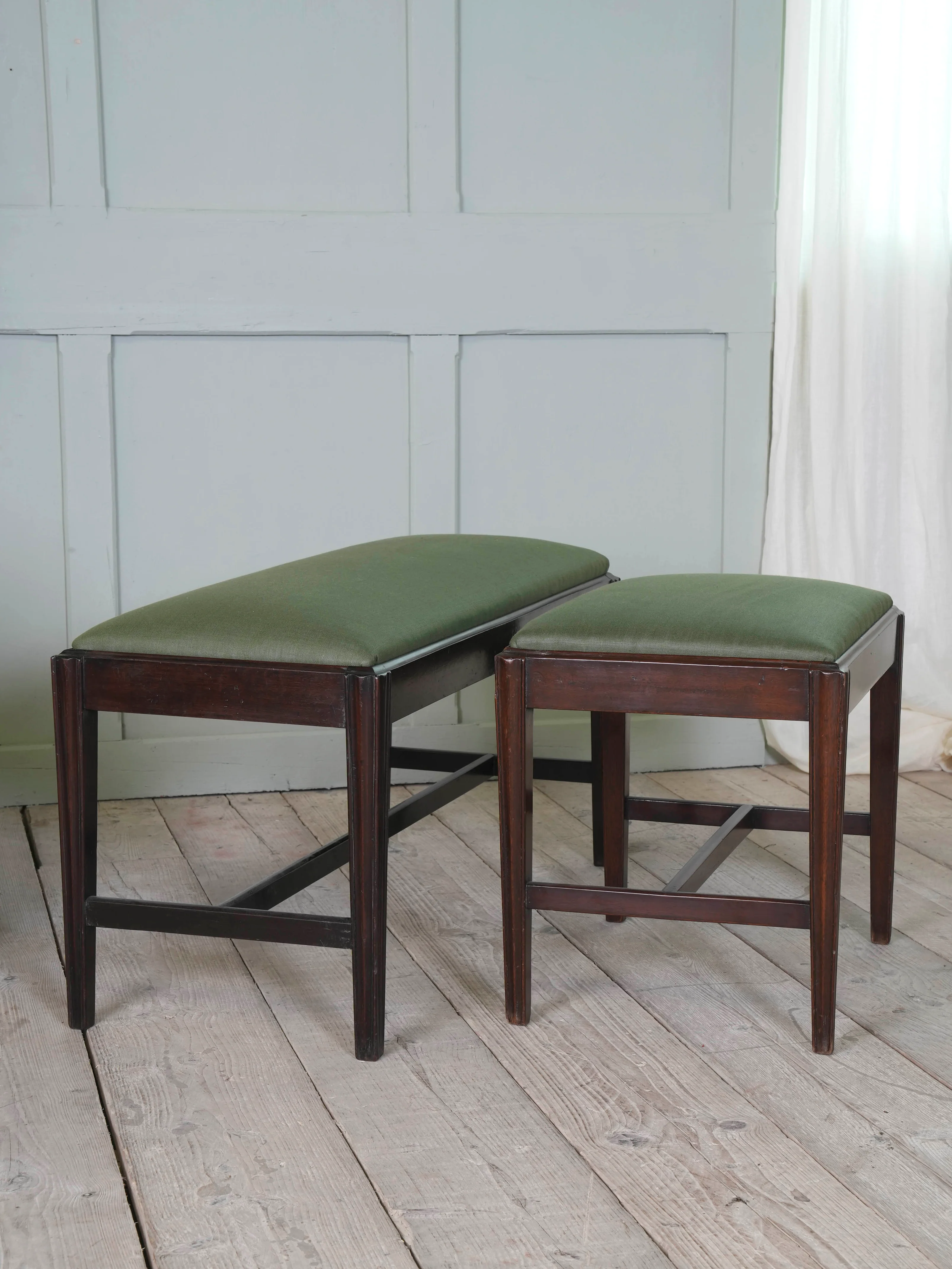 Two George III Upholstered Mahogany Stools - Image 2