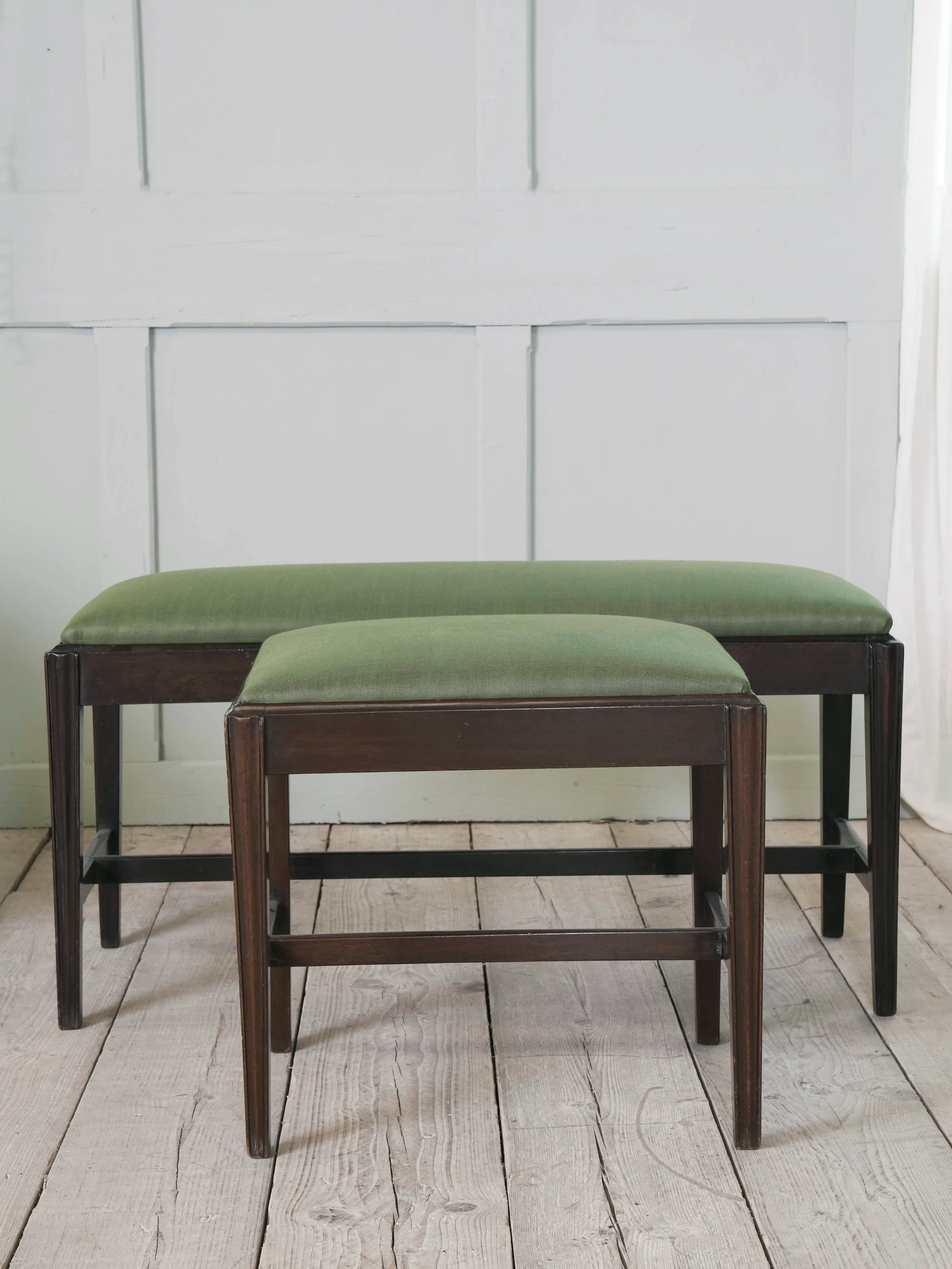 Two George III Upholstered Mahogany Stools - Image 5