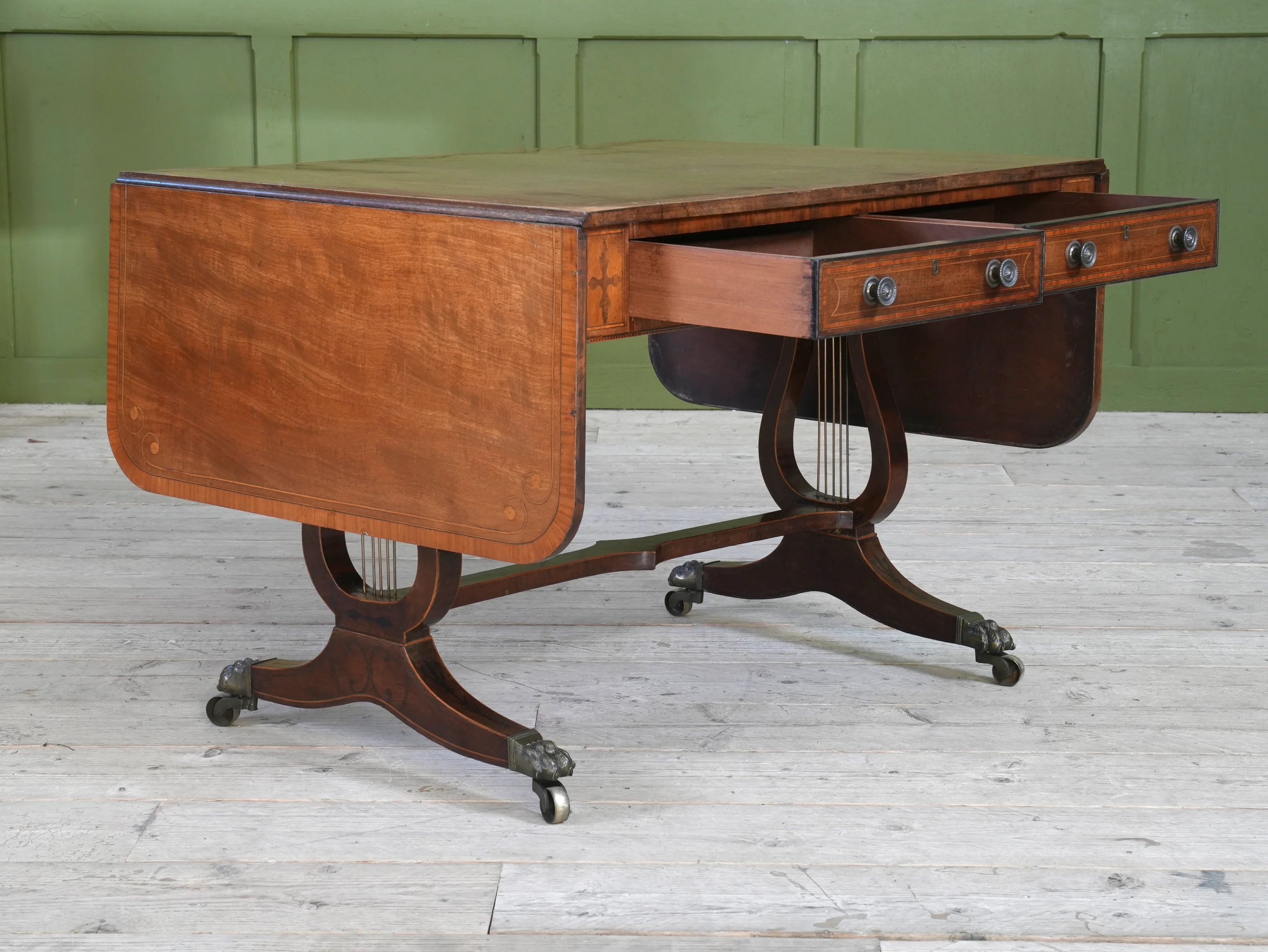 A Regency Lyre Support Sofa Table - Image 5
