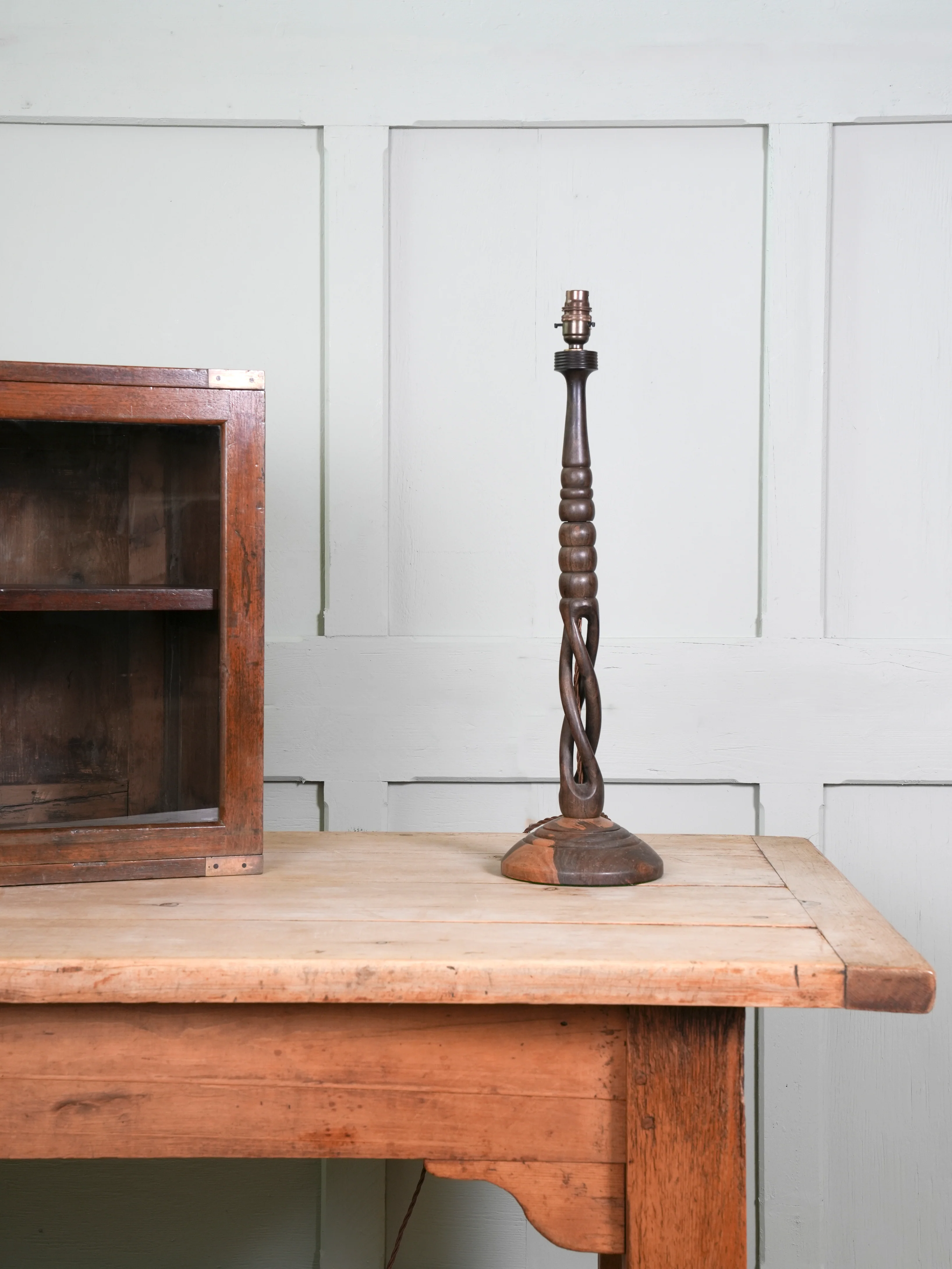 A Turned Tropical Hardwood Table Lamp - Image 3