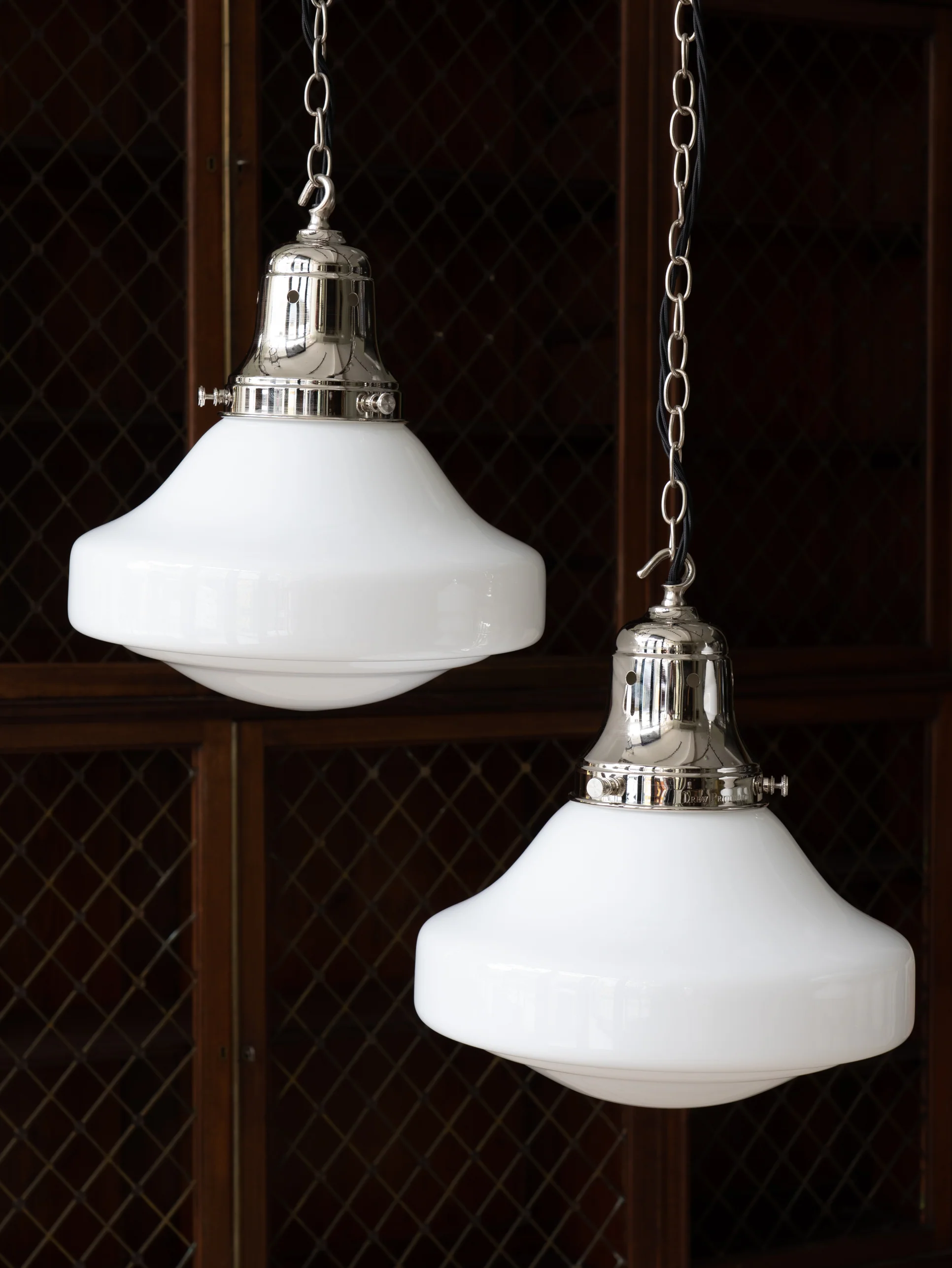 The Ellis Opaline Glass Pendant Light in Nickel - Image 4