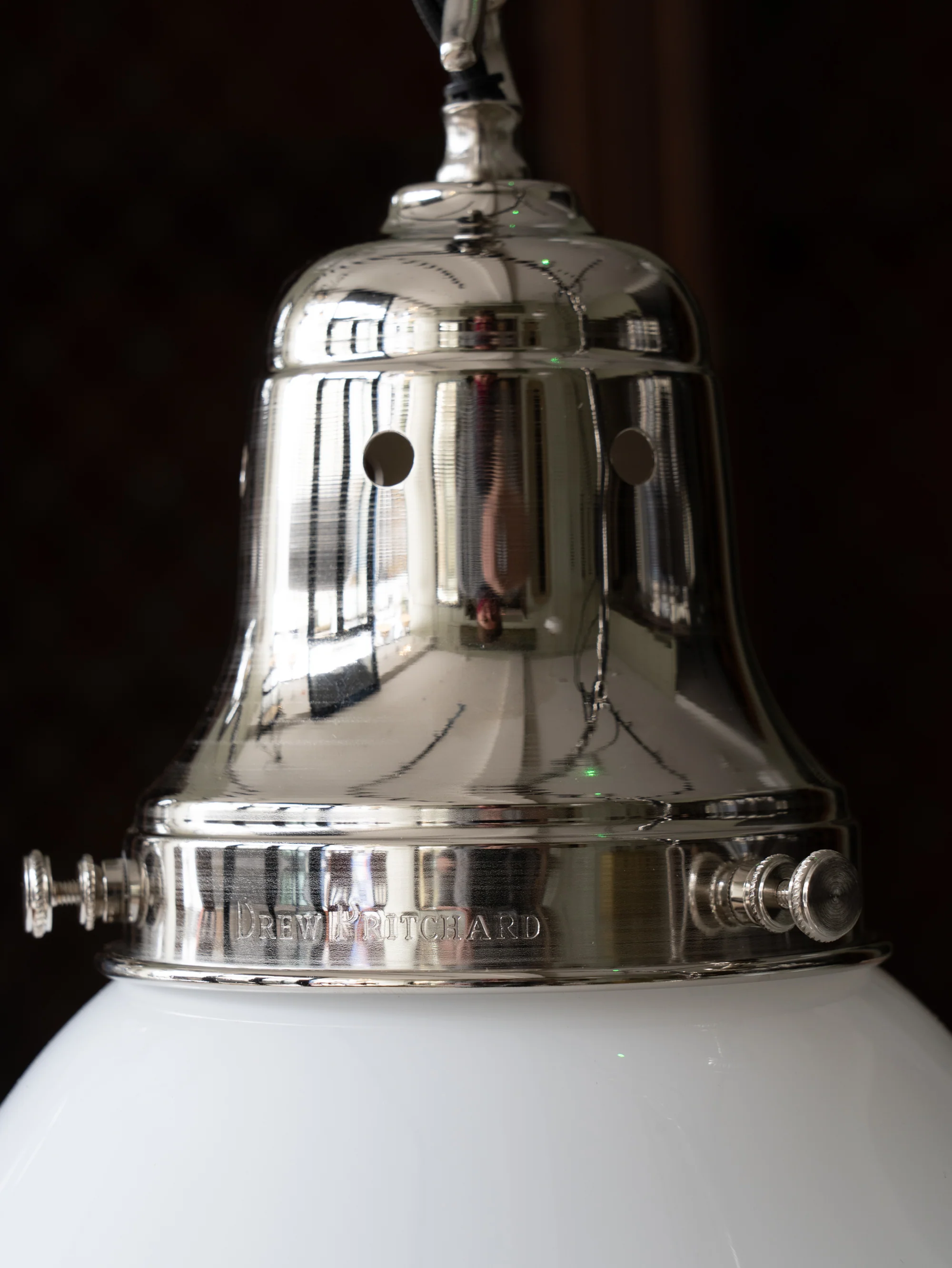 The Ellis Opaline Glass Pendant Light in Nickel - Image 7