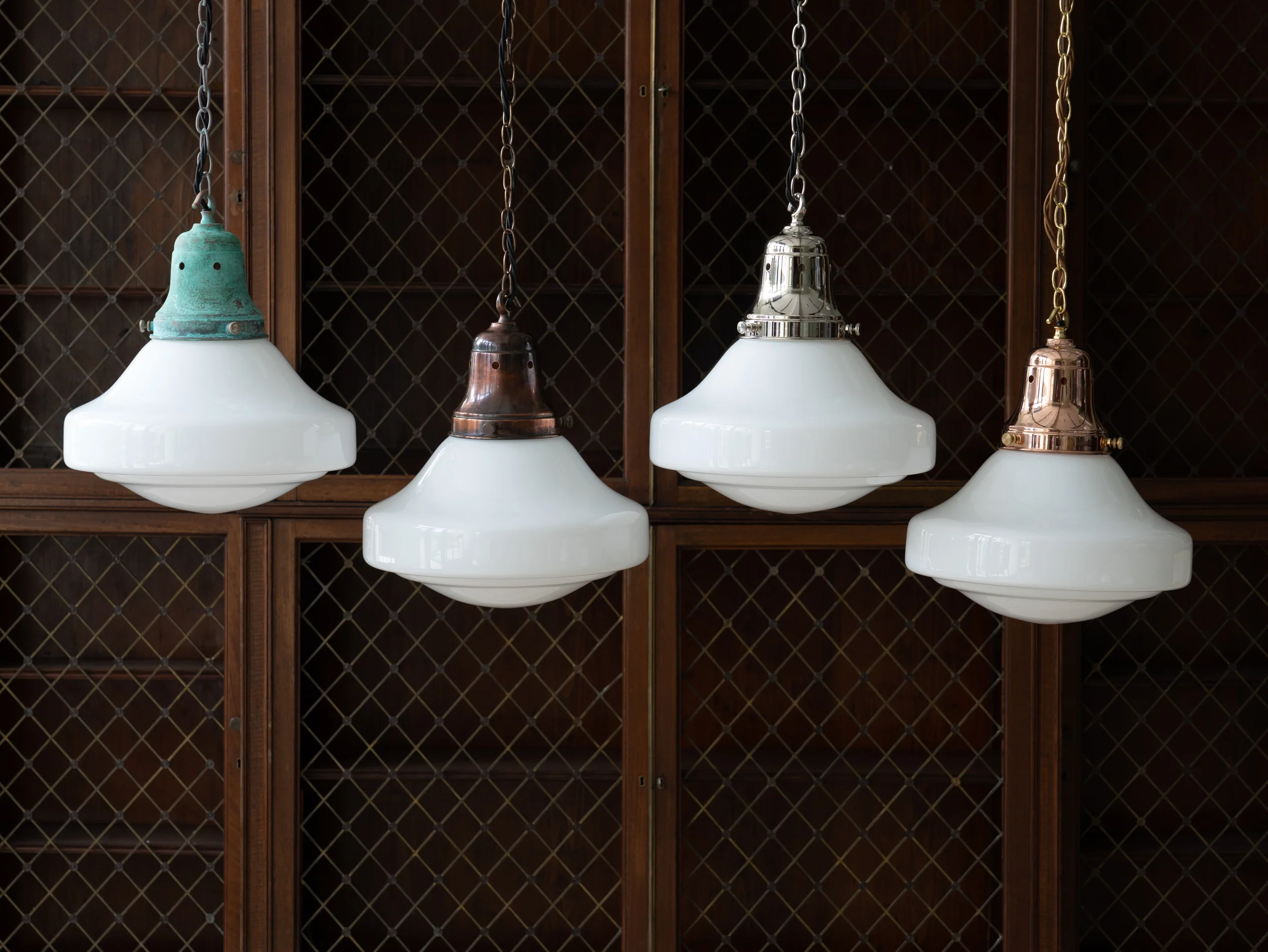 The Ellis Opaline Glass Pendant Light in Nickel - Image 9