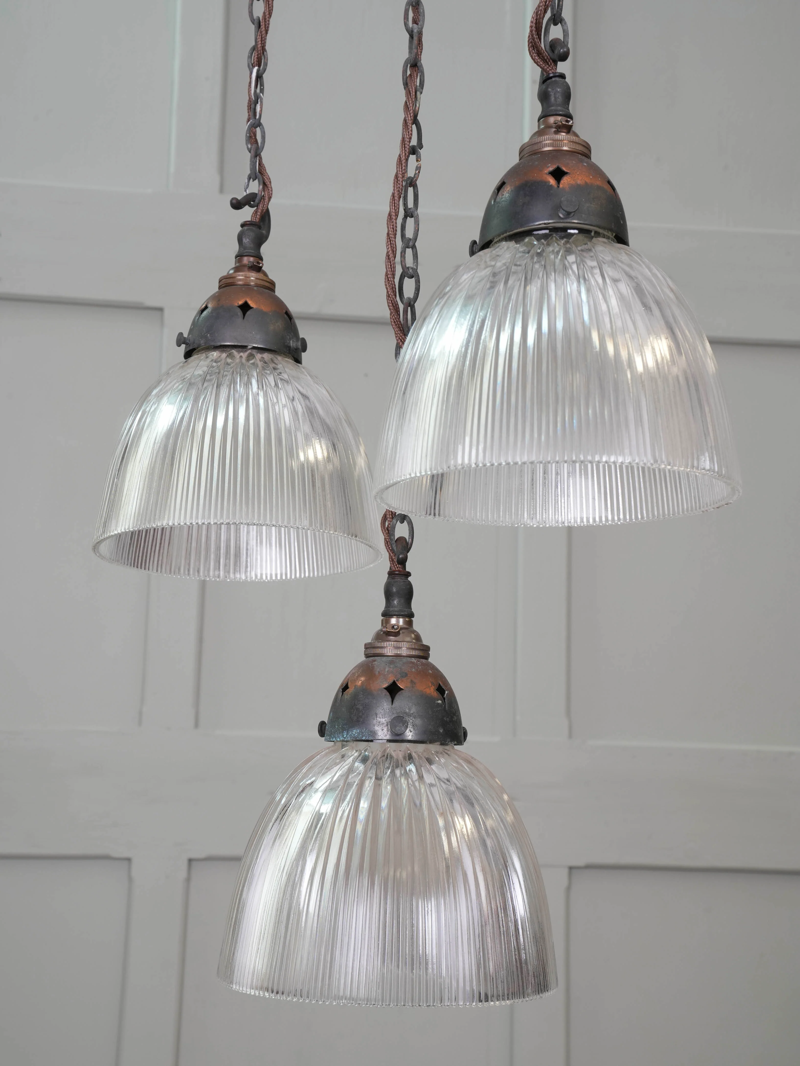 Three Holophane Prismatic Pendants - Image 4