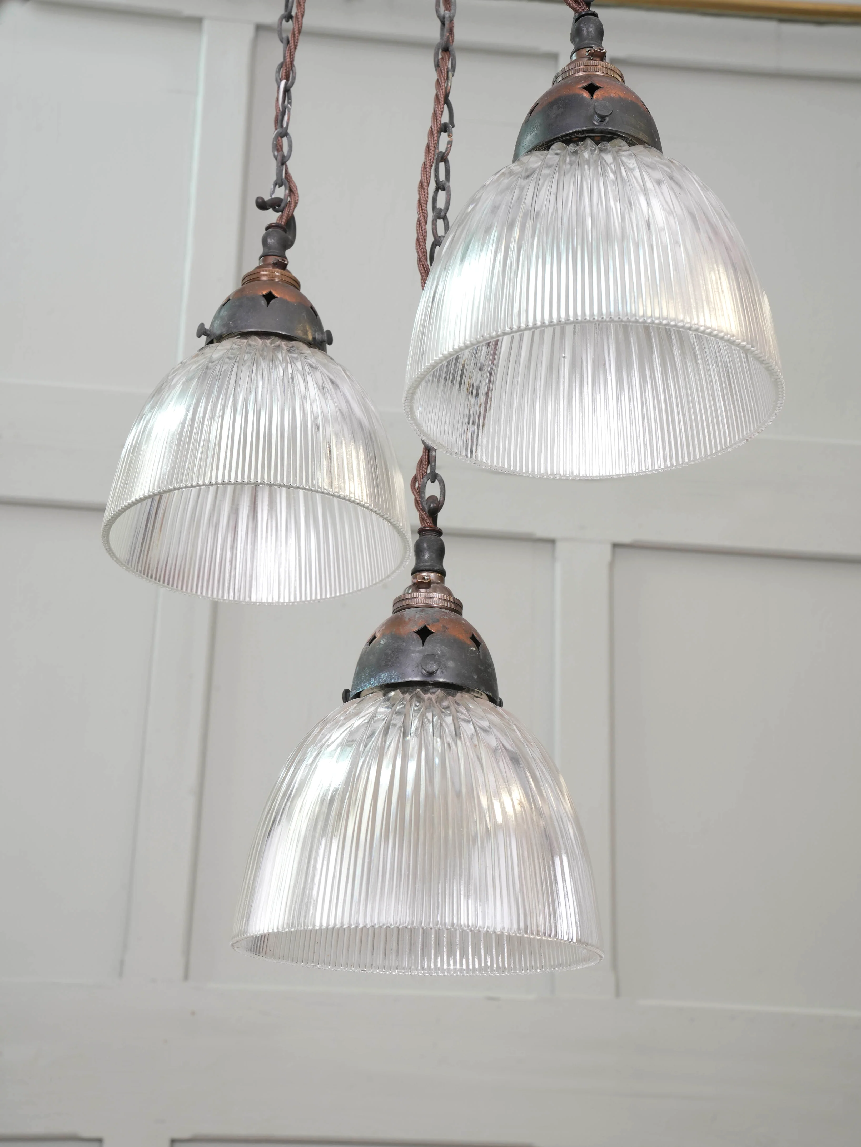 Three Holophane Prismatic Pendants - Image 5