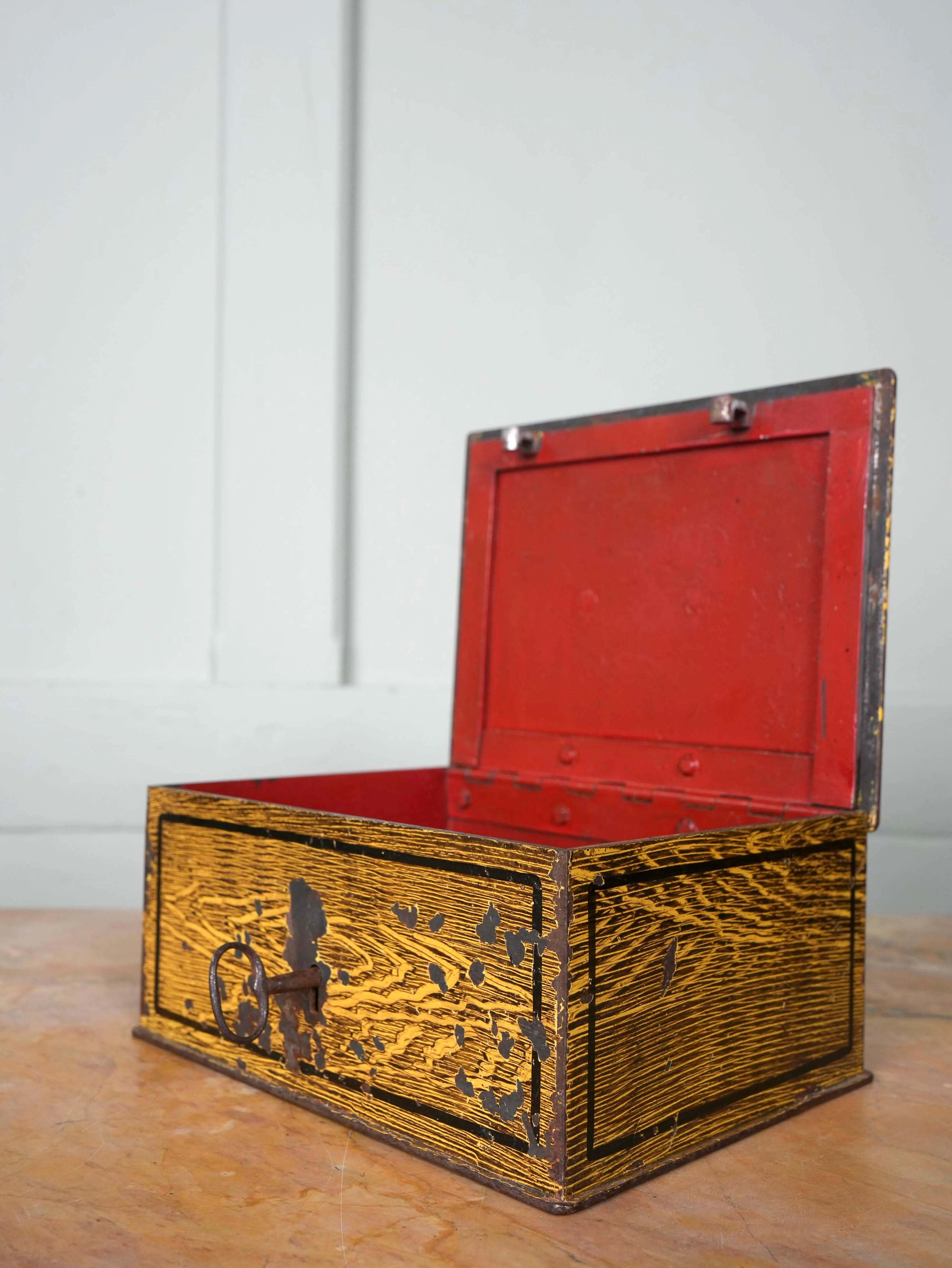 A 19th Century Faux Wood Grain Strong Box - Image 2