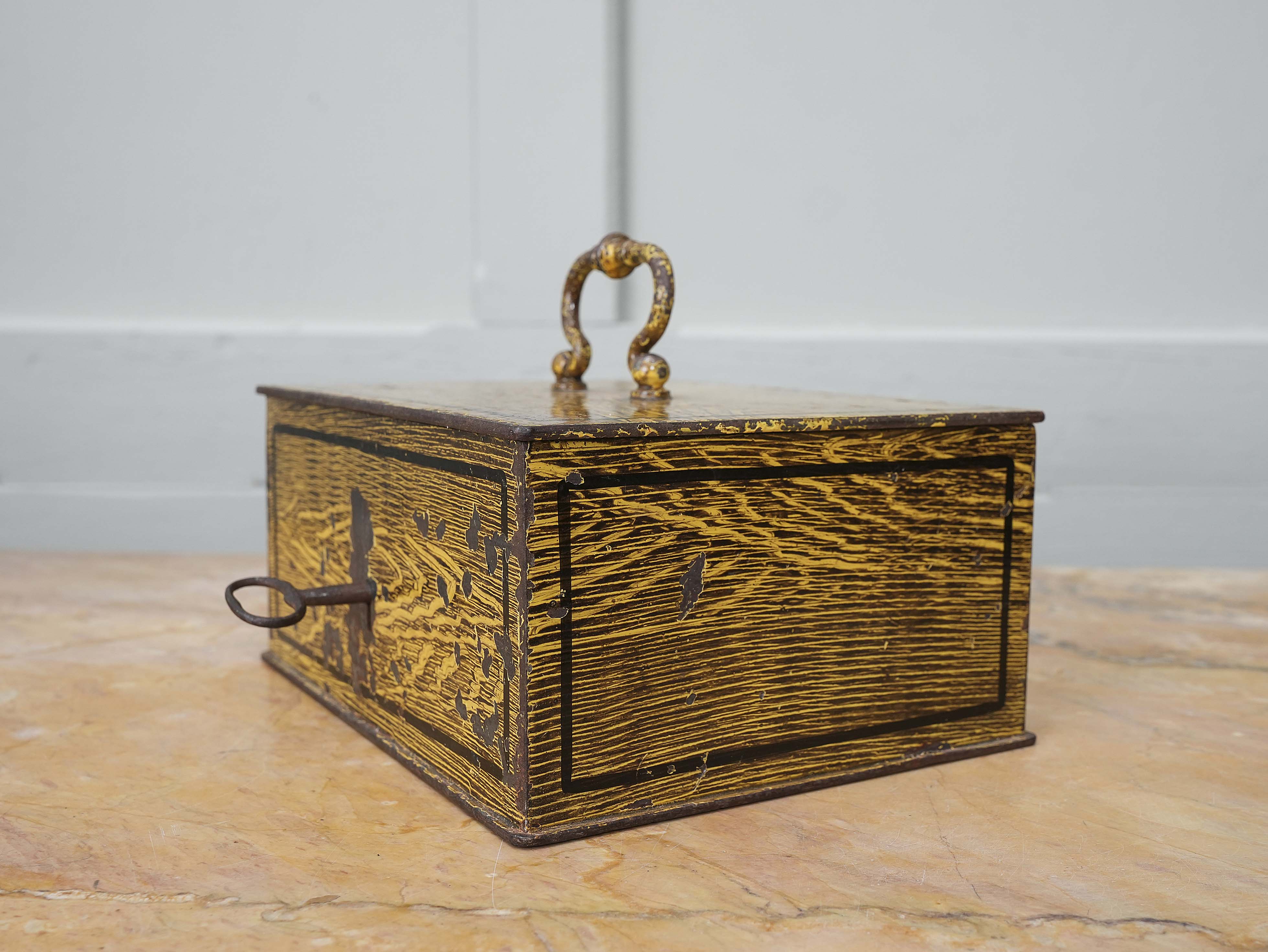 A 19th Century Faux Wood Grain Strong Box - Image 6
