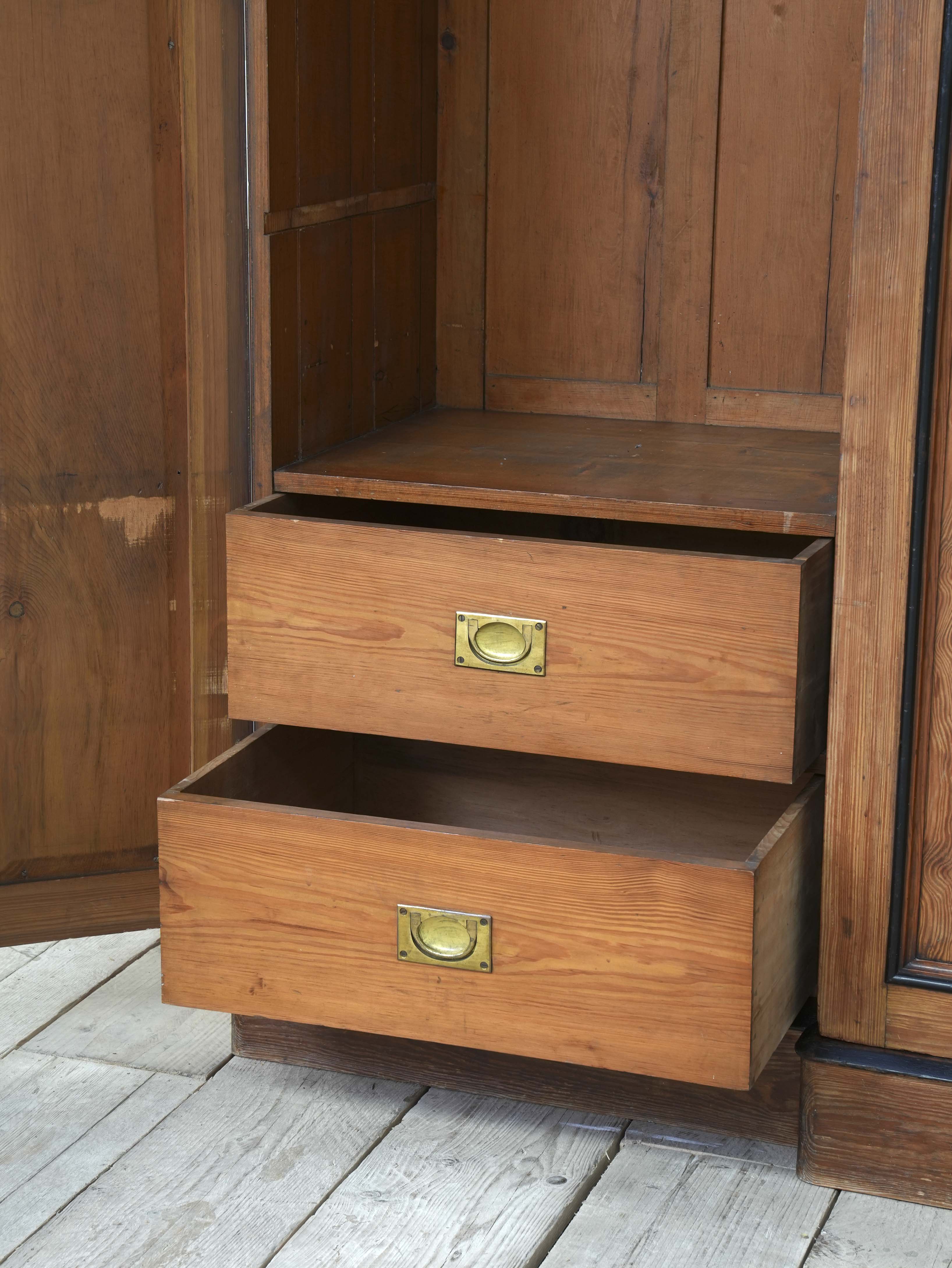 A 19th Century Baltic Pine Breakfront Wardrobe - Image 15