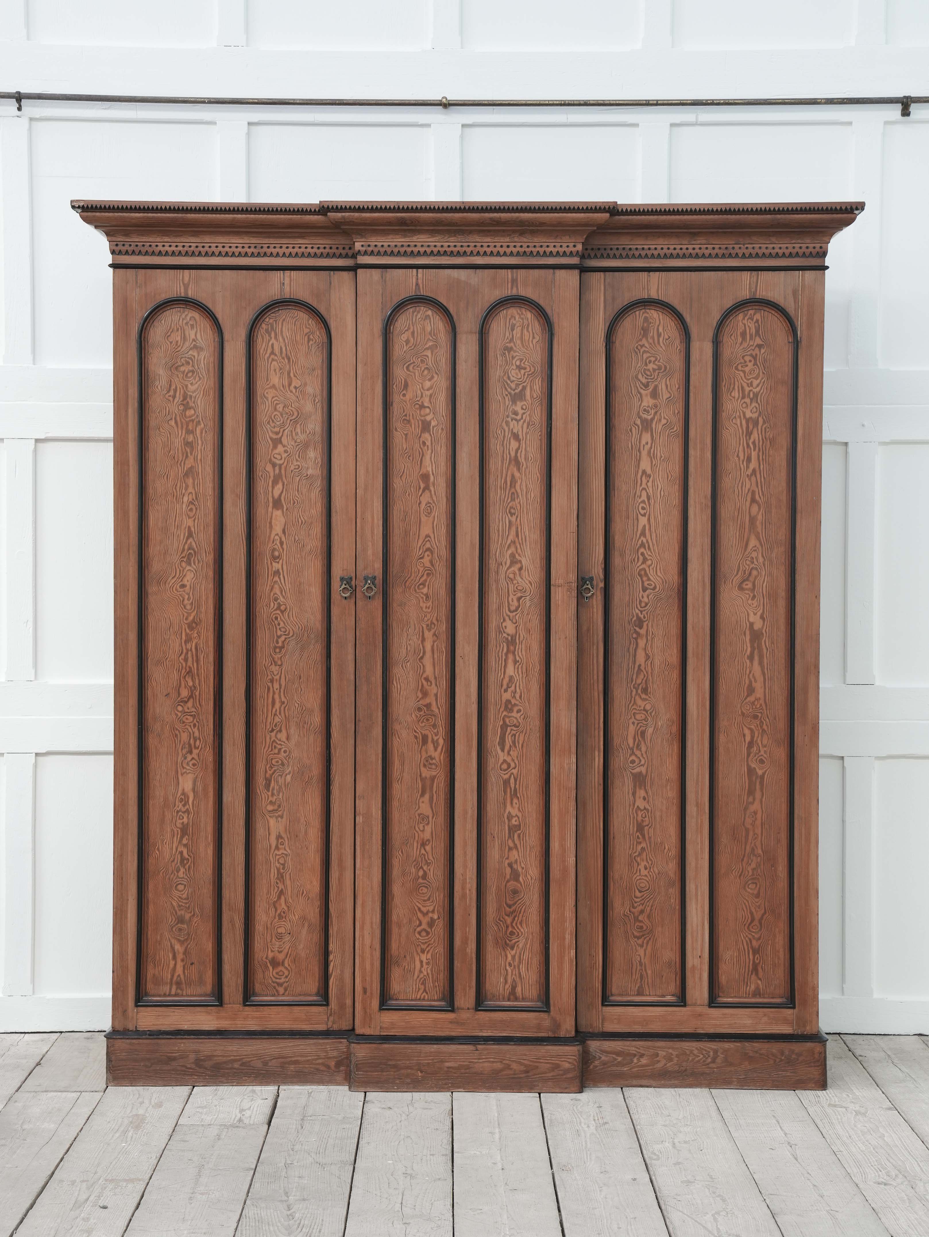 A 19th Century Baltic Pine Breakfront Wardrobe - Image 4